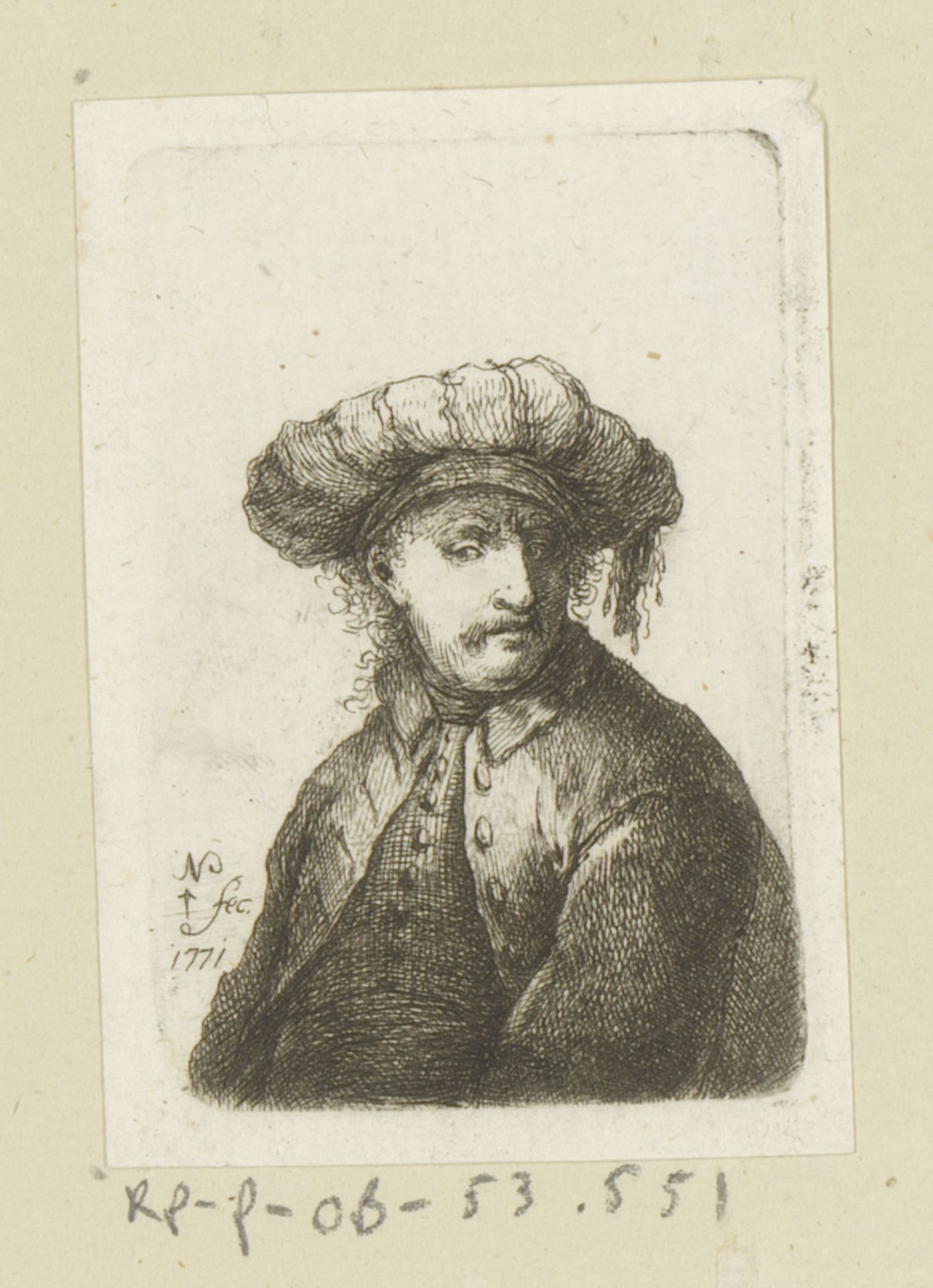 Man met baret by Johann Andreas Benjamin Nothnagel