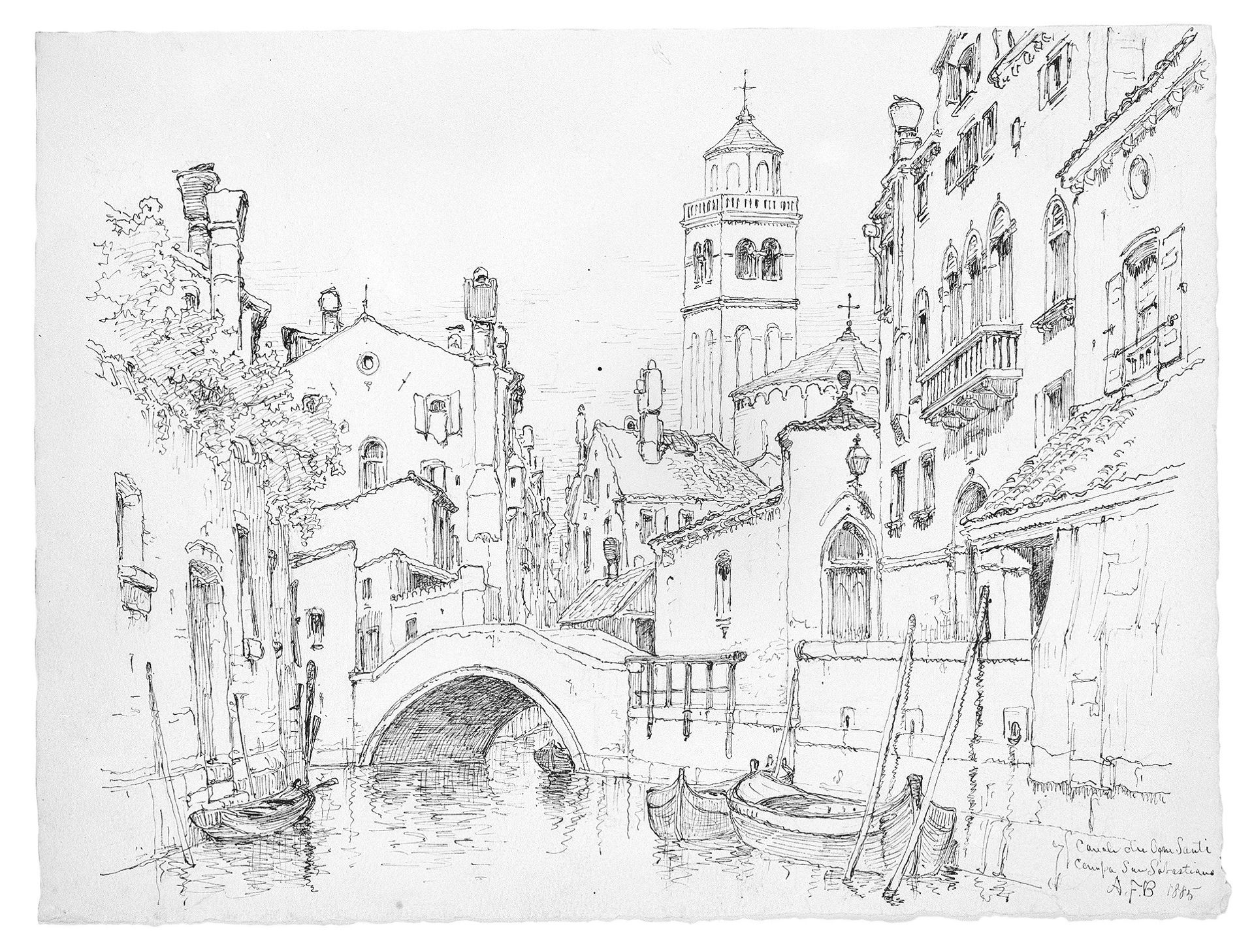 Canale dei Agni Santi, Campo San Sebastiano, Venice by Andrew Fisher Bunner