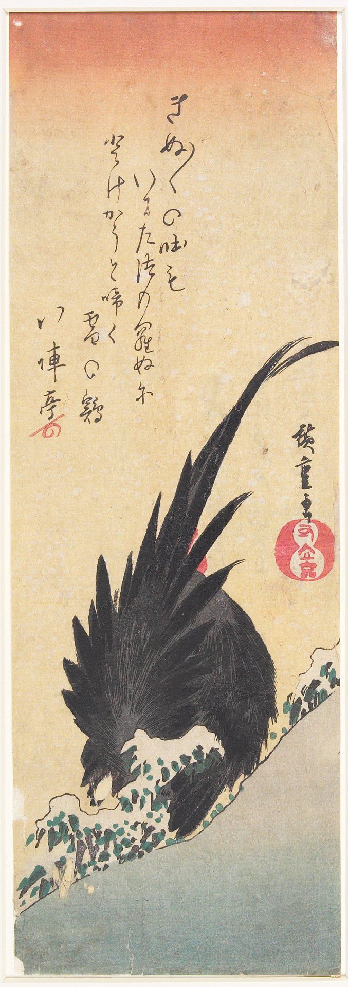 Rooster on a Snowy Hillside by Utagawa Hiroshige