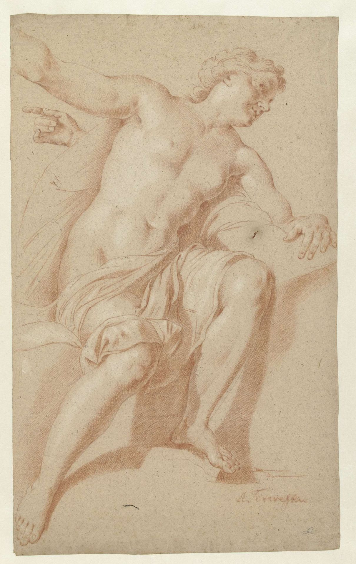 Seated Female Nude by Mattheus Terwesten