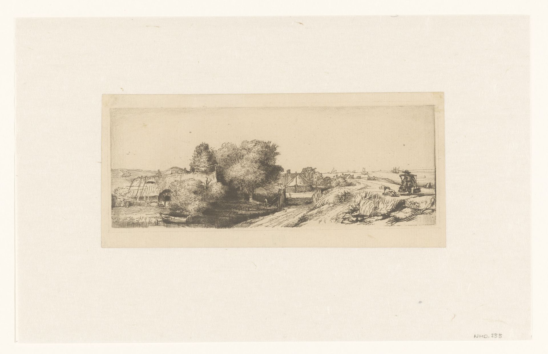 View of the Diemerdijk with a milkman and cottages ('Het melkboertje') by Charles Amand-Durand