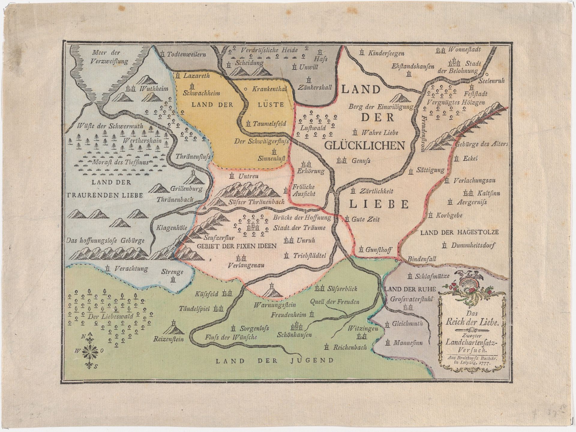 Valentine: Map of the Kingdom of Love (Das Reich der Liebe) by Breitkopf & Härtel