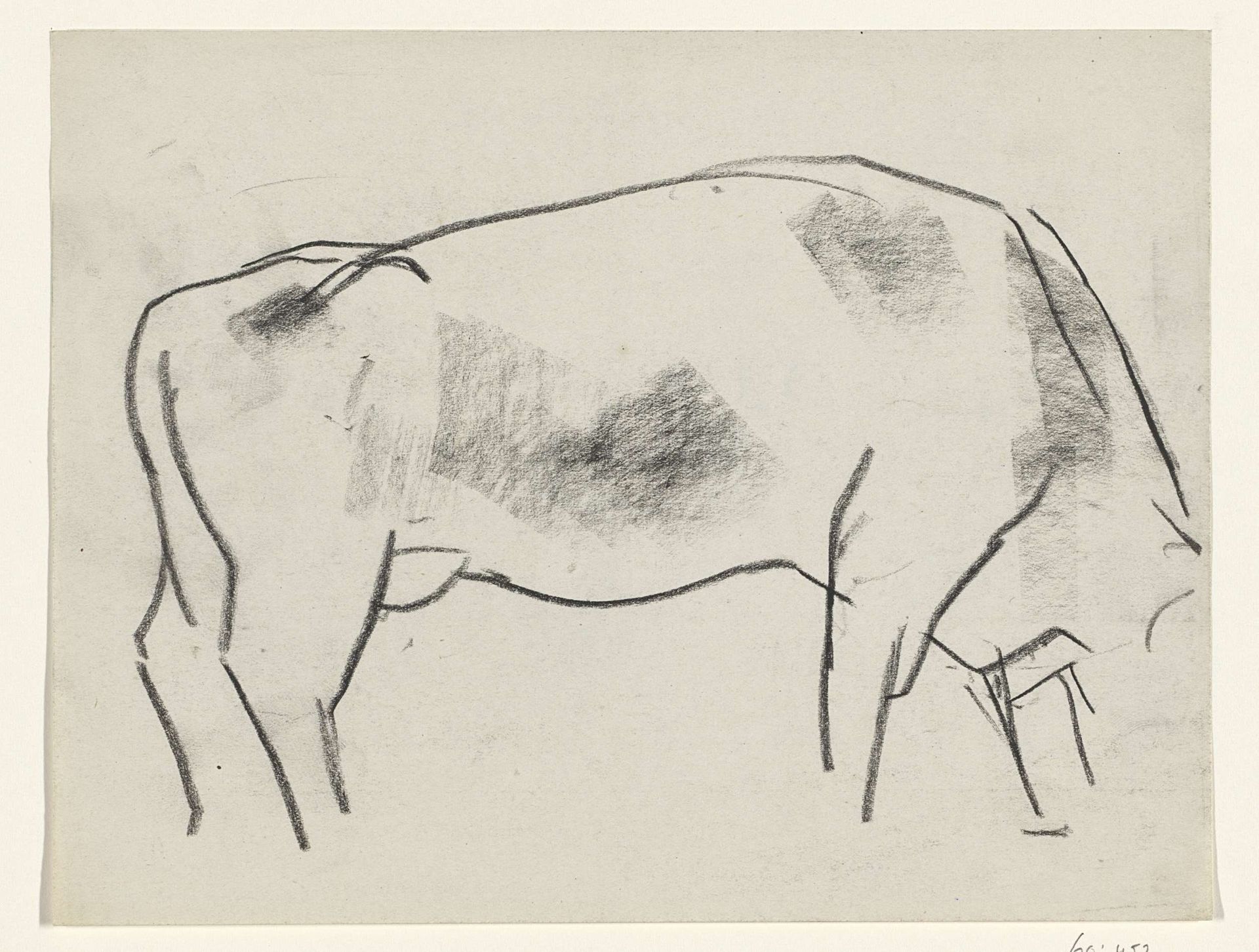 Lichaam van een grazende koe by Leo Gestel