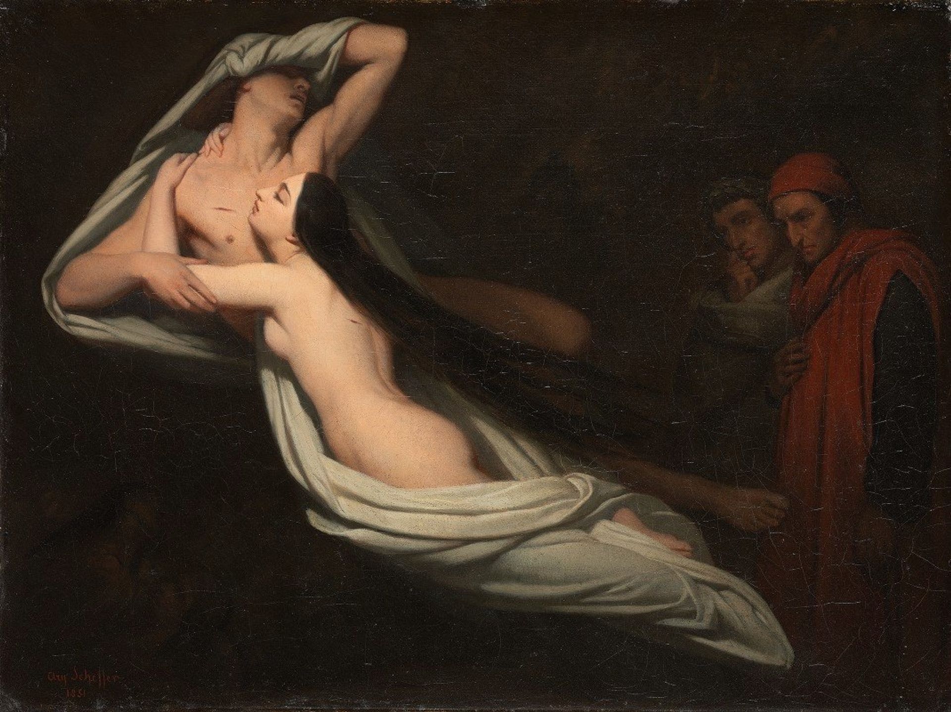 Dante and Virgil Meeting The Shades of Francesca Da Rimini and Paolo by Ary Scheffer