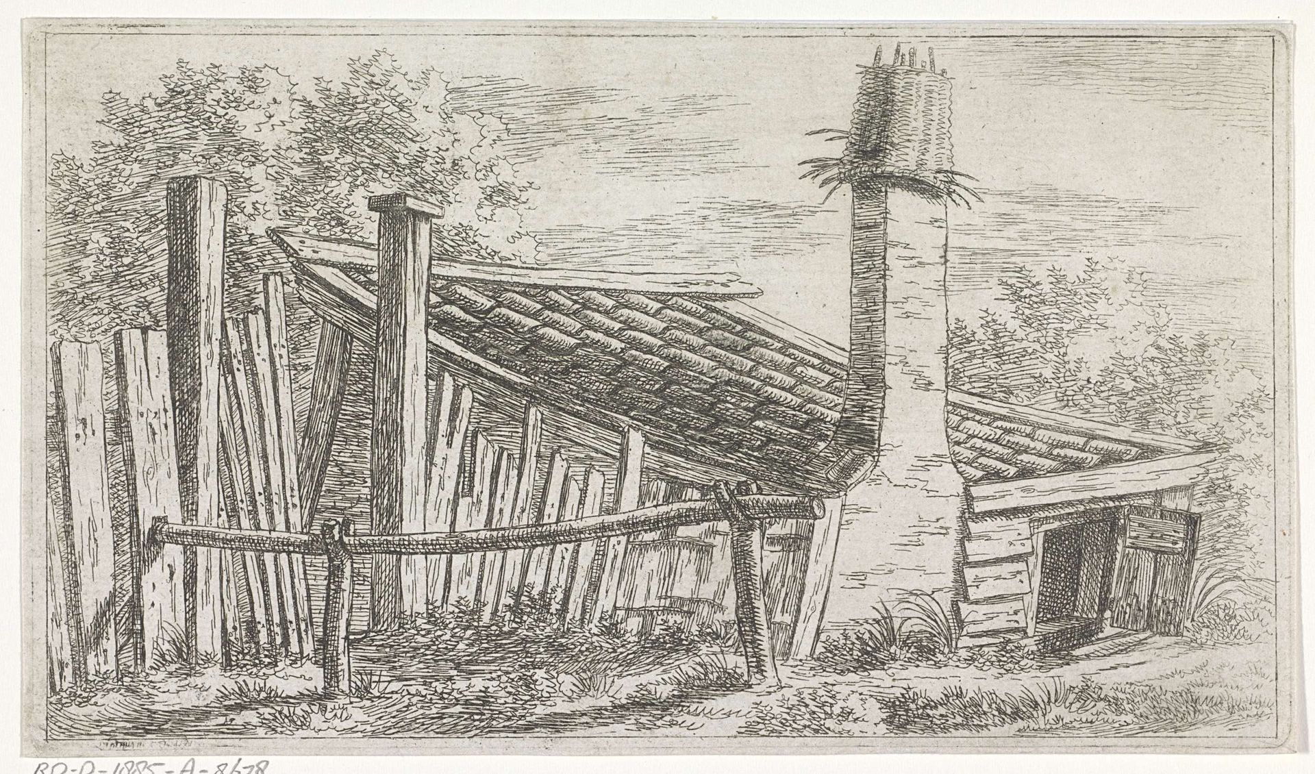 Schuur met hekwerk by Anonymous