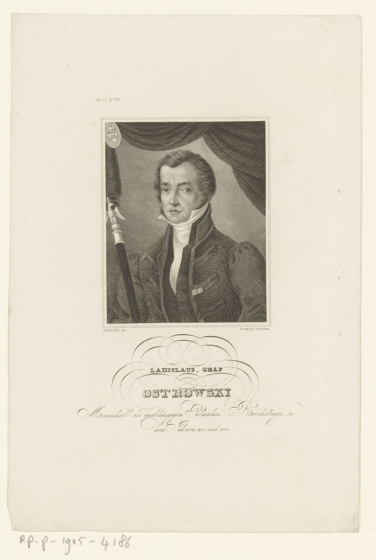 Portret van Ladislaus Ostrowski by Johann Georg Nordheim