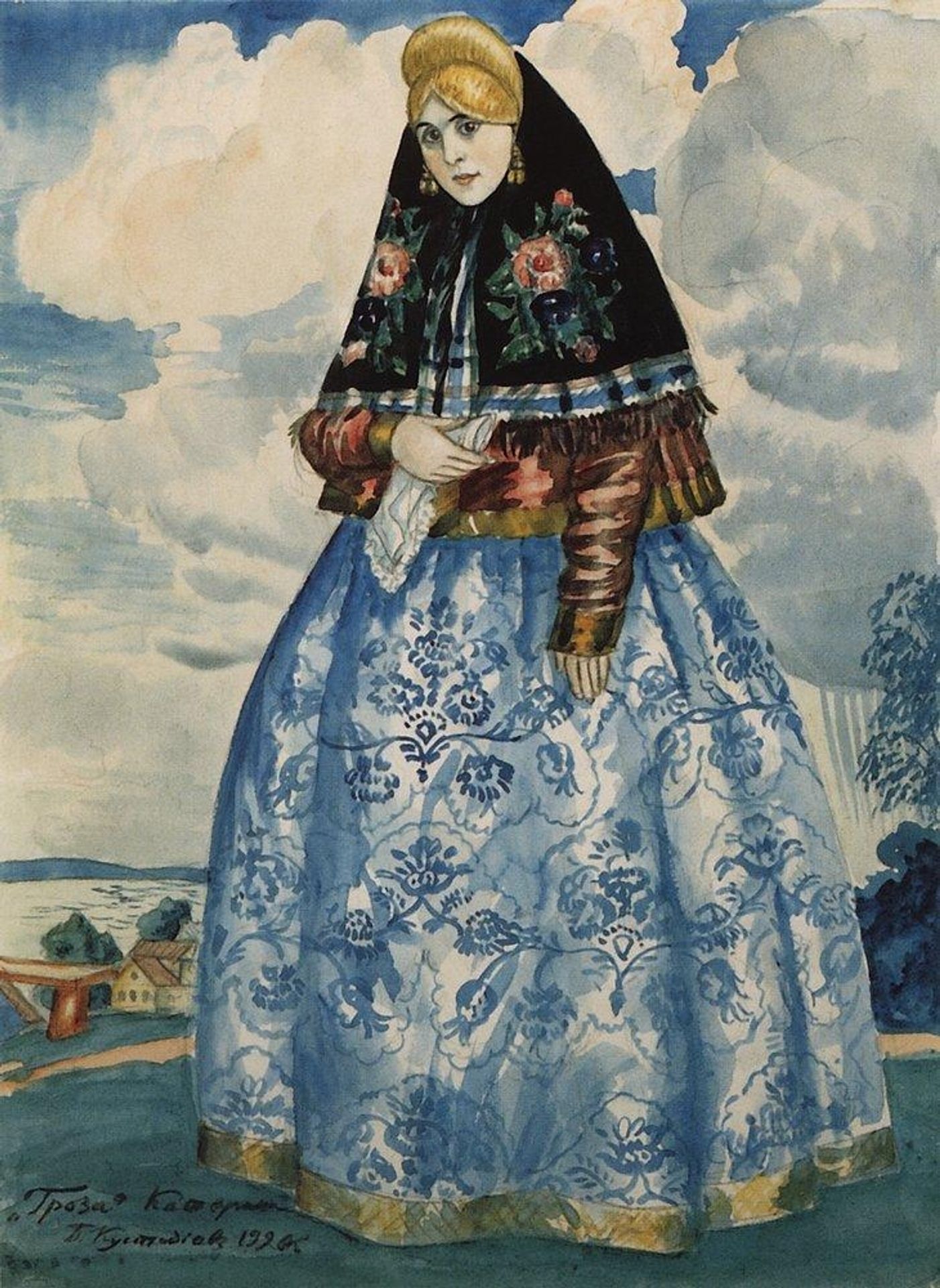 Katerina. Costume Design for Nikolai Ostrovsky's 'The Thunderstorm' by Boris Kustodiev