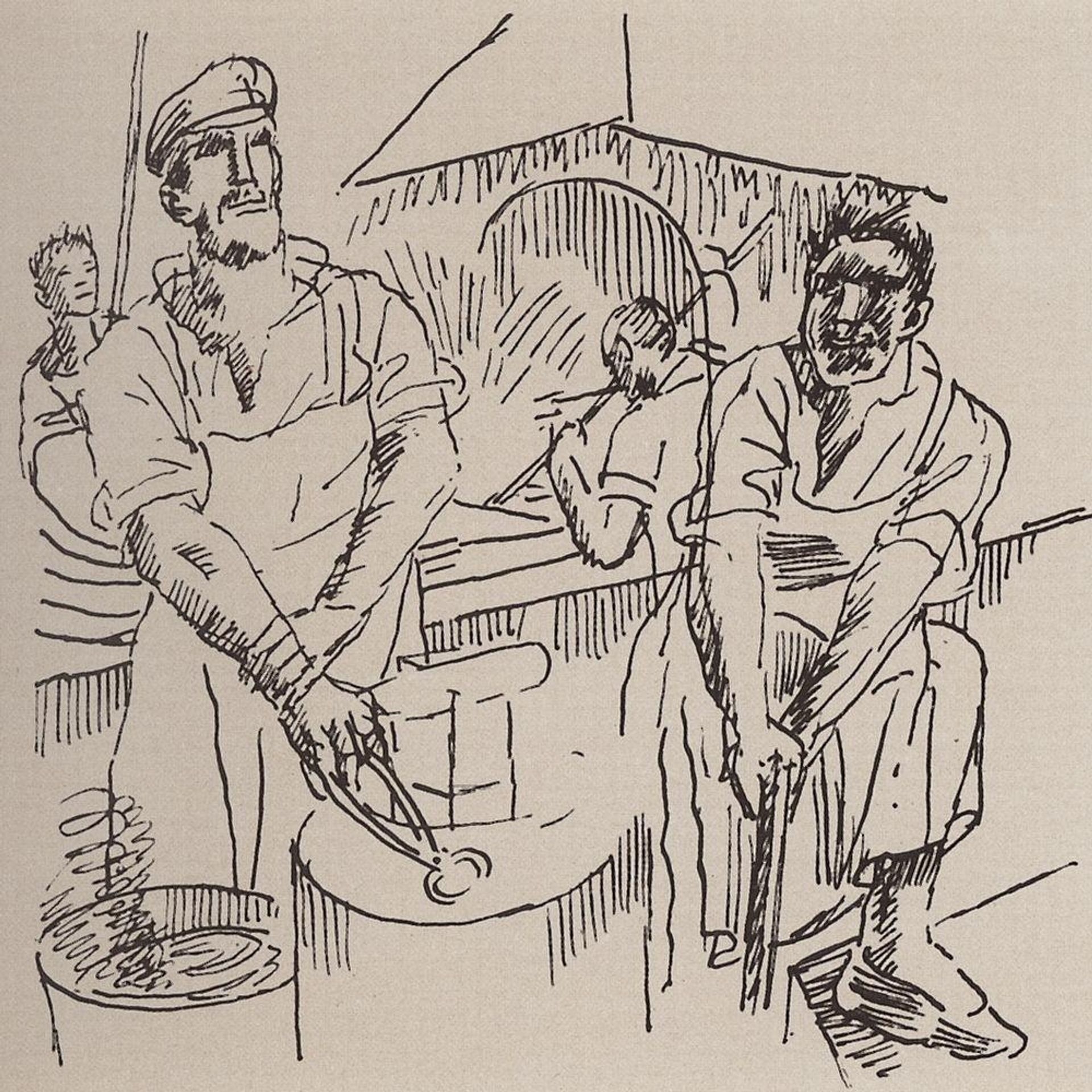 In the smithy by Kuzma Petrov-Vodkin