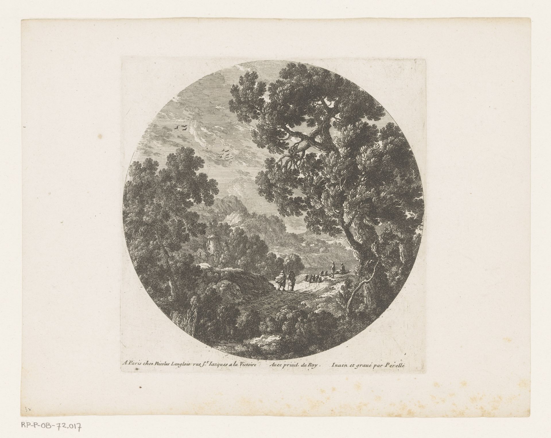 Landschap met wandelaars en herders met kudde by Nicolas Perelle