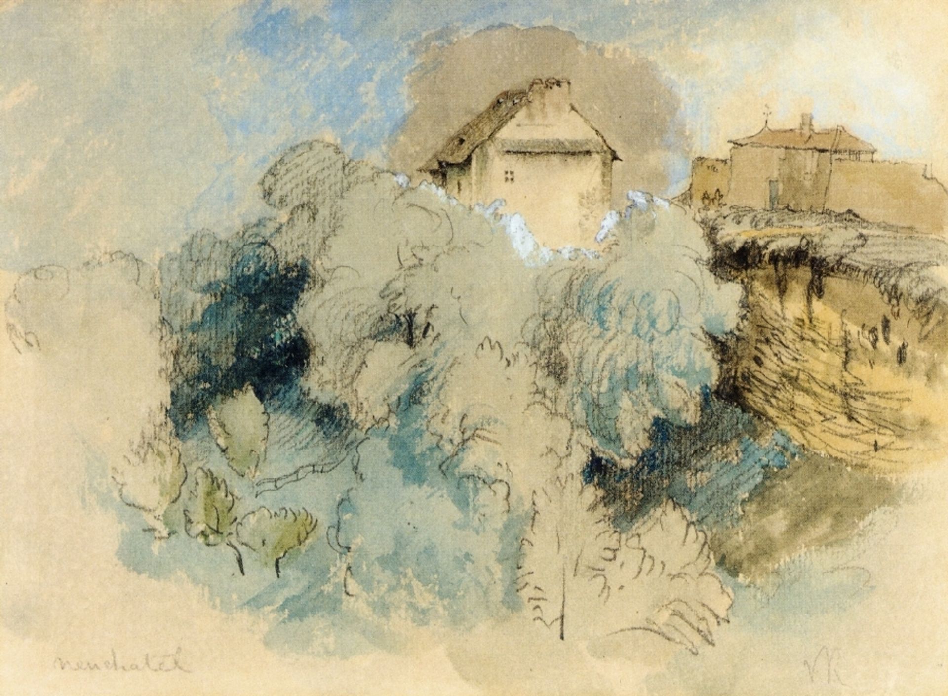 Houses at Heuchatel, Switzerland by John Ruskin