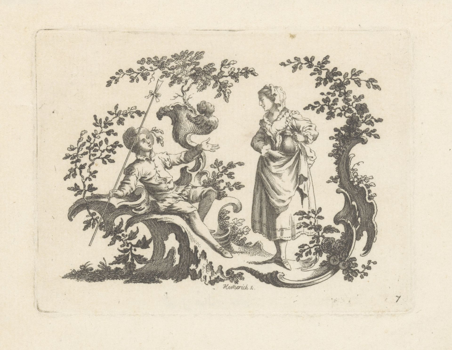 Man met pijp en vrouw met kan by Cornelius Heinrich Hemerich