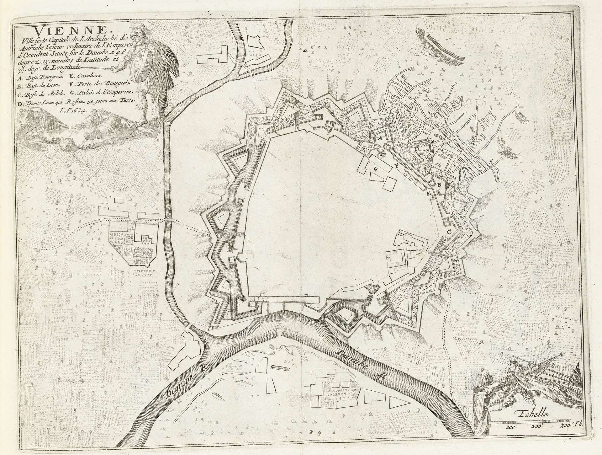 Plattegrond van Wenen, ca. 1695 by Anonymous