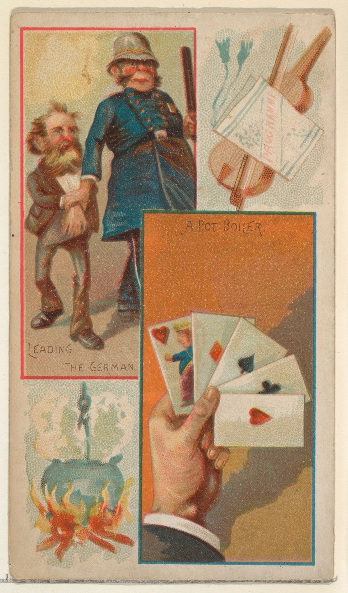 Leading the German / A Pot Boiler, from the Jokes series (N118) issued by Duke Sons & Co. to promote Honest Long Cut Tobacco by W. Duke, Sons & Co.