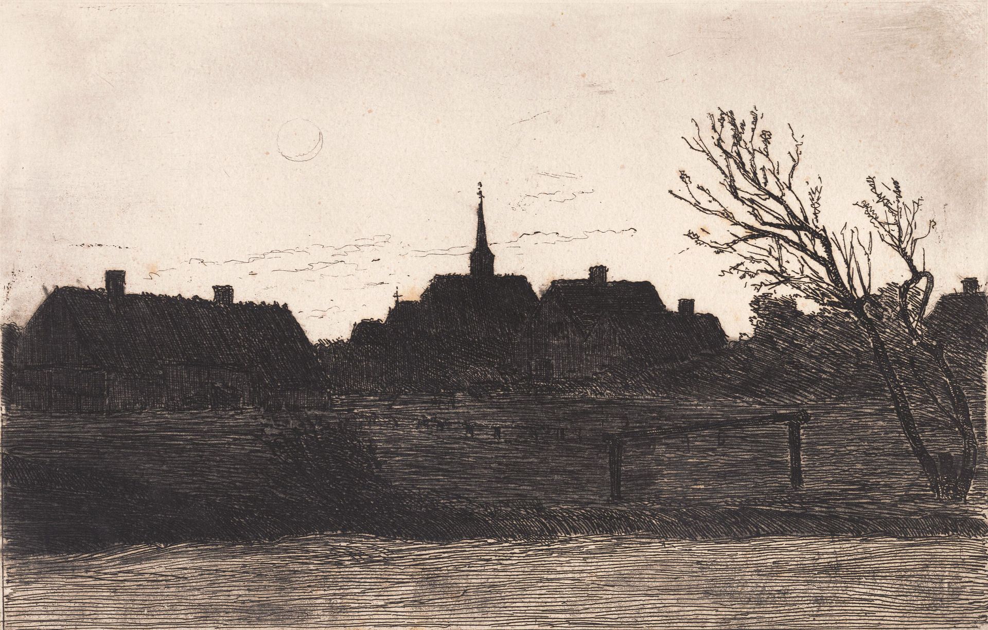 Hornbæk kirke, sommeraften by Carl Locher