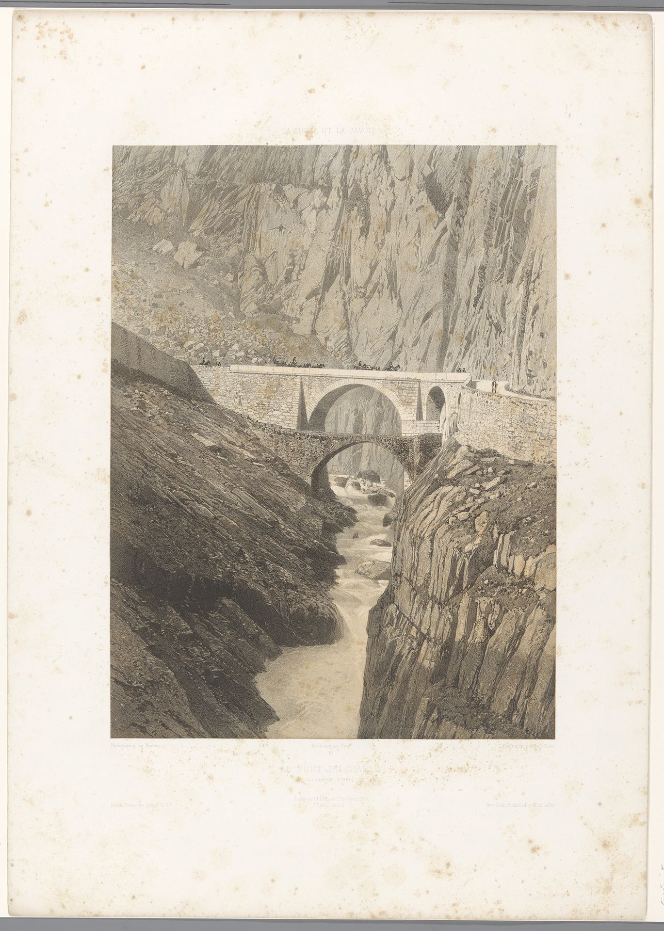 Zicht op de duivelsbrug over de Schöllenenschlucht by Eugène Cicéri