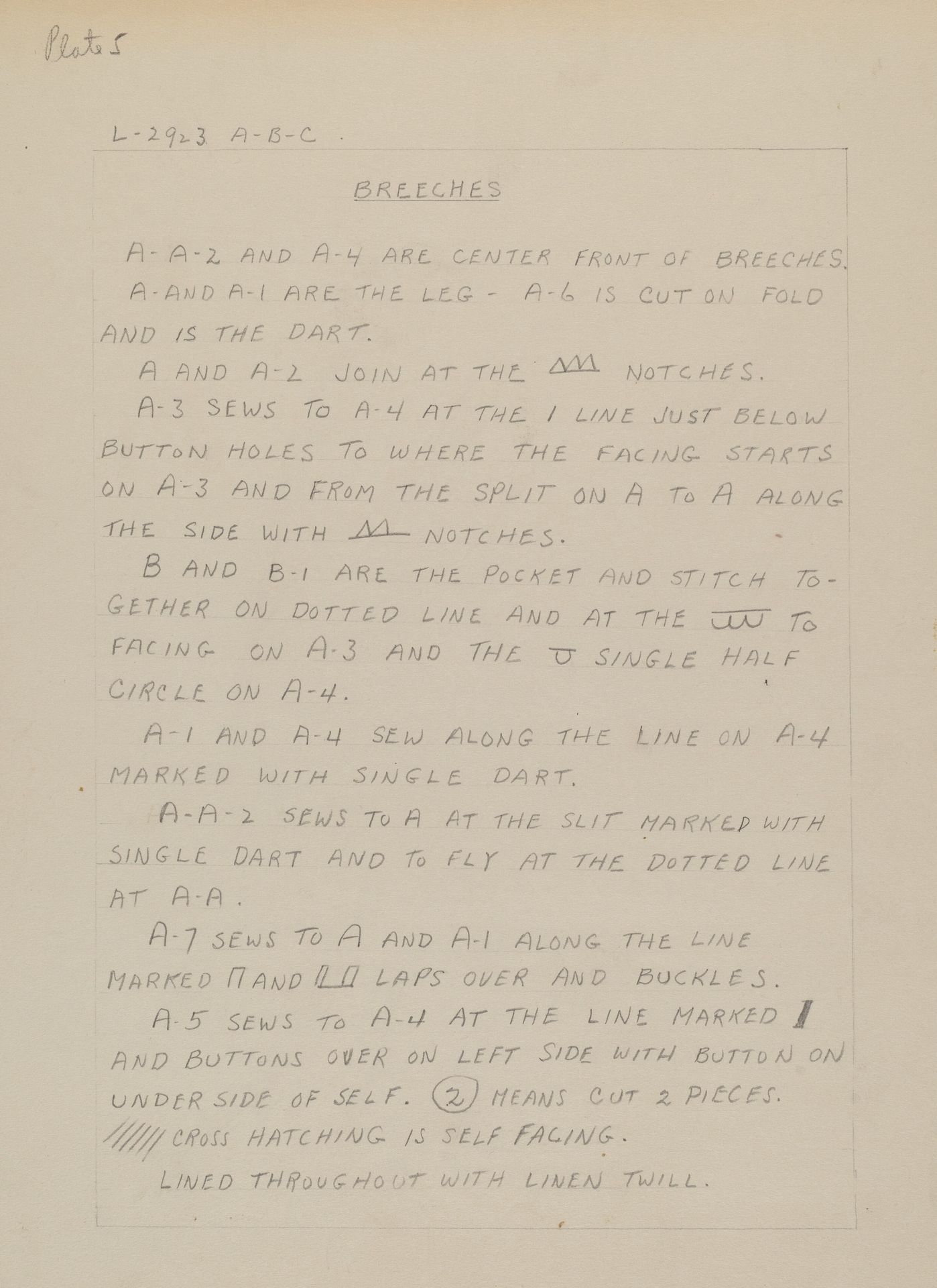 Written Instructions for Making a Suit by Henry De Wolfe
