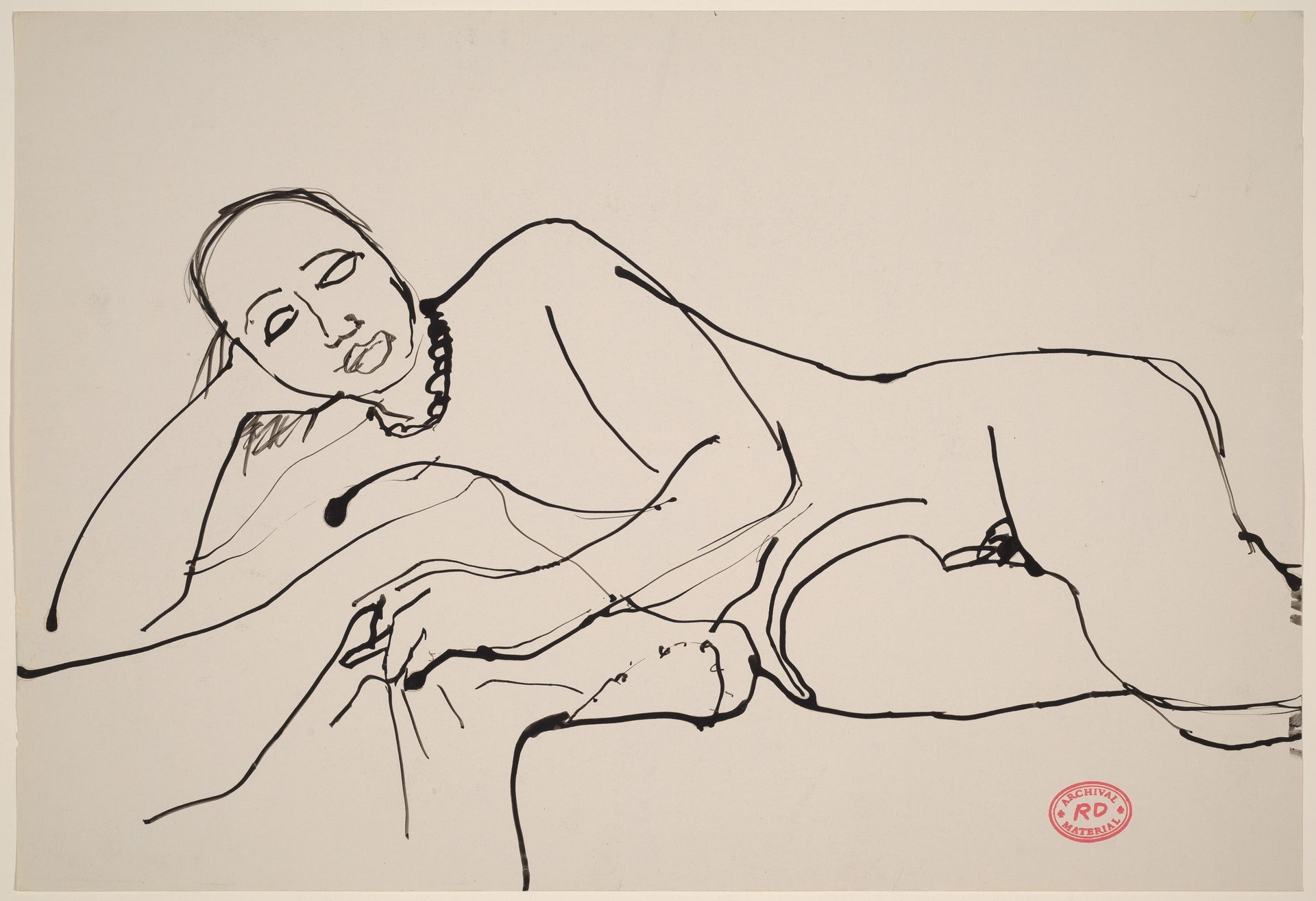 Untitled [reclining female nude wearing a necklace] by Richard Diebenkorn