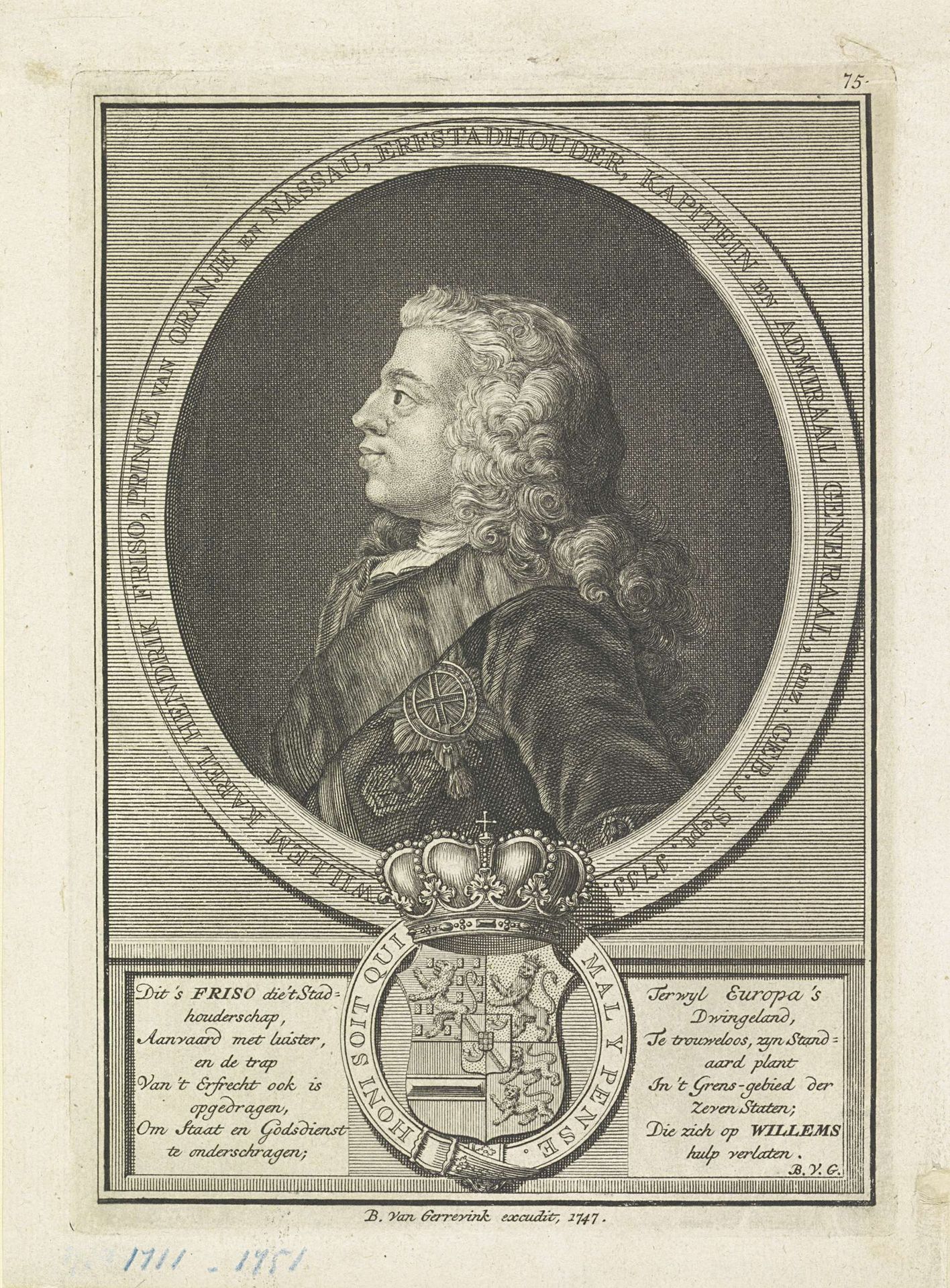 Portret van Willem IV, prins van Oranje-Nassau by Anonymous