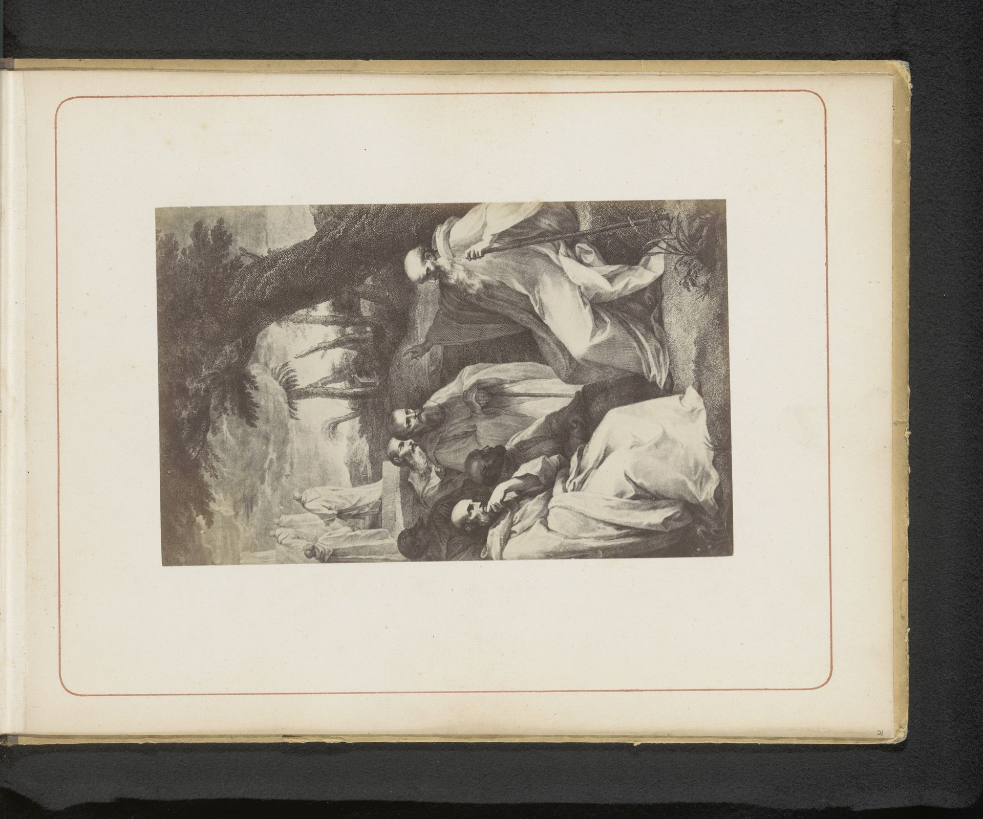 Fotoreproductie van een gravure naar Het visioen van de Heilige Romualdus door Andrea Sacchi in het Vaticaan by Anonymous