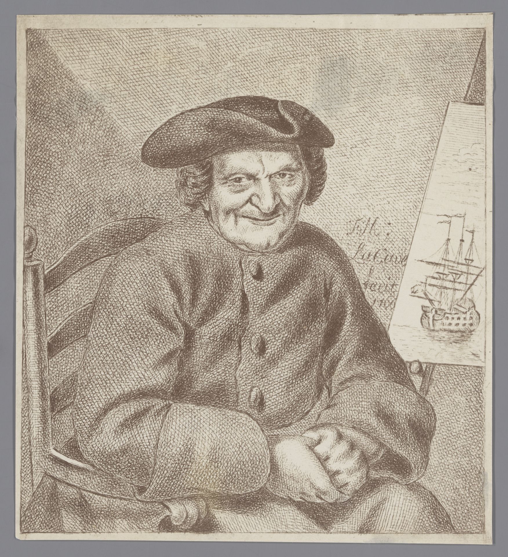 Fotoreproductie van een geëtst portret van Adam Silo by Anonymous