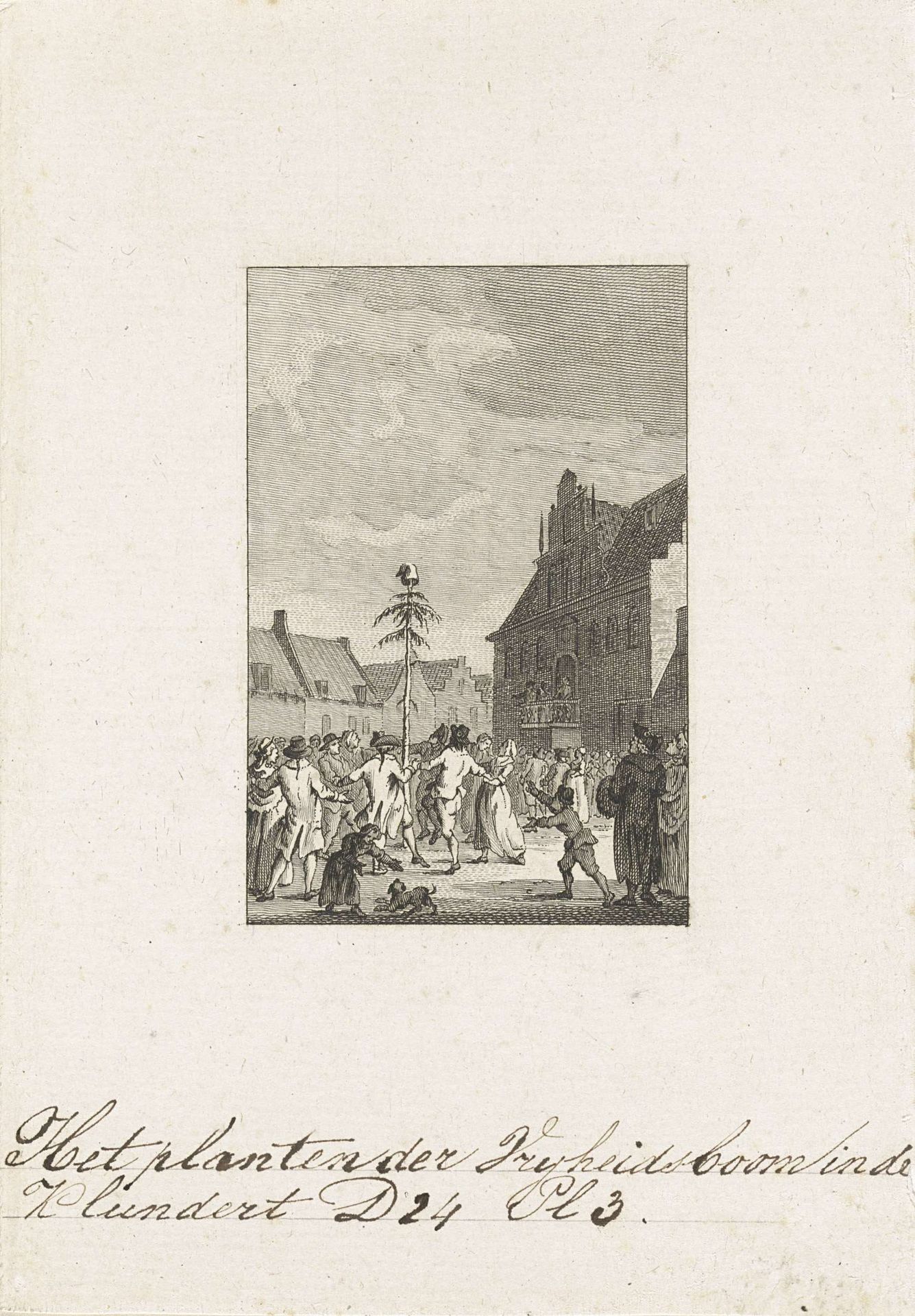 Oprichten van vrijheidsboom te Klundert, 1793 by Cornelis Bogerts
