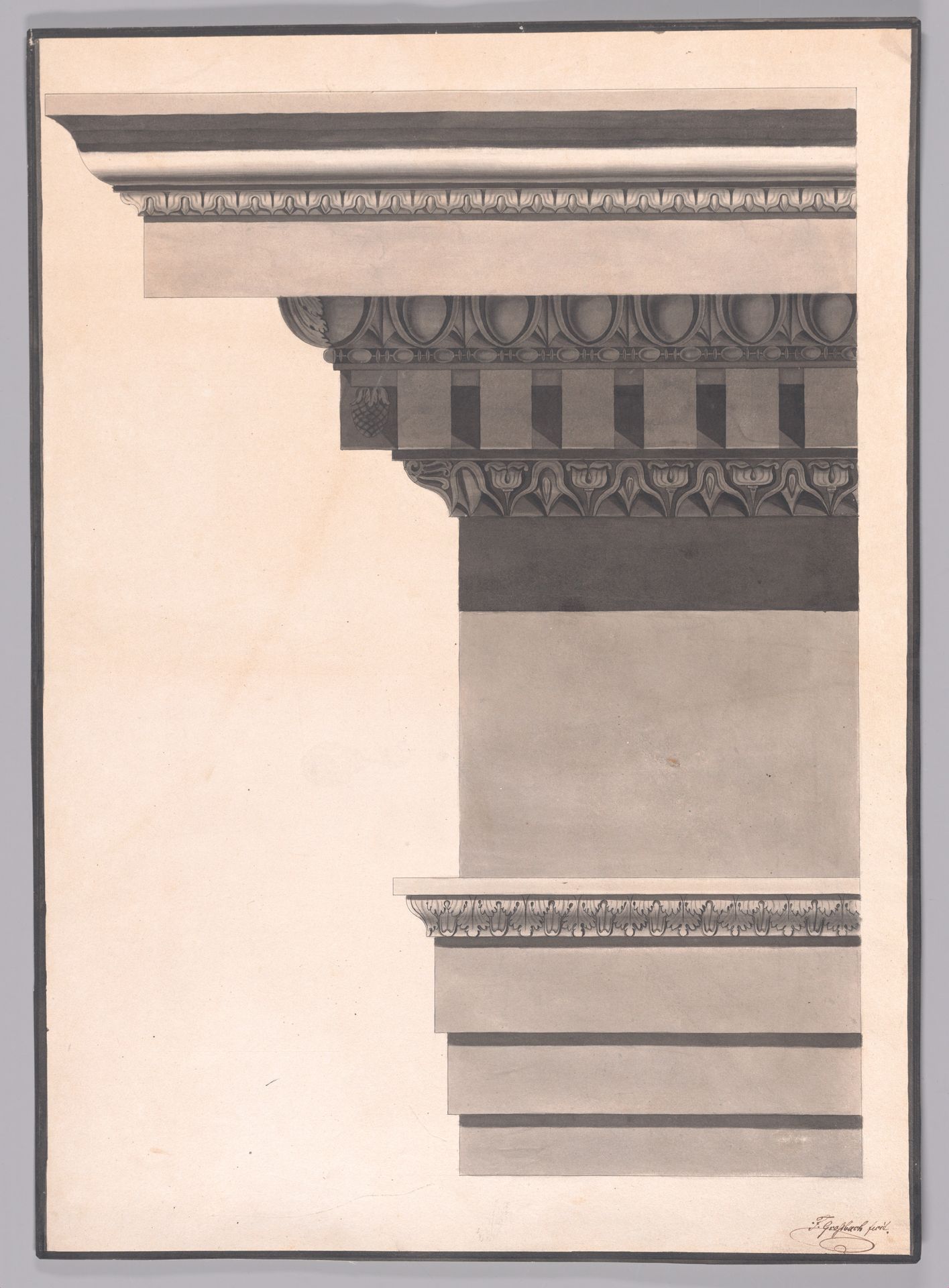 Architectural Study of Classical Entablature by F. or T. Grossbach
