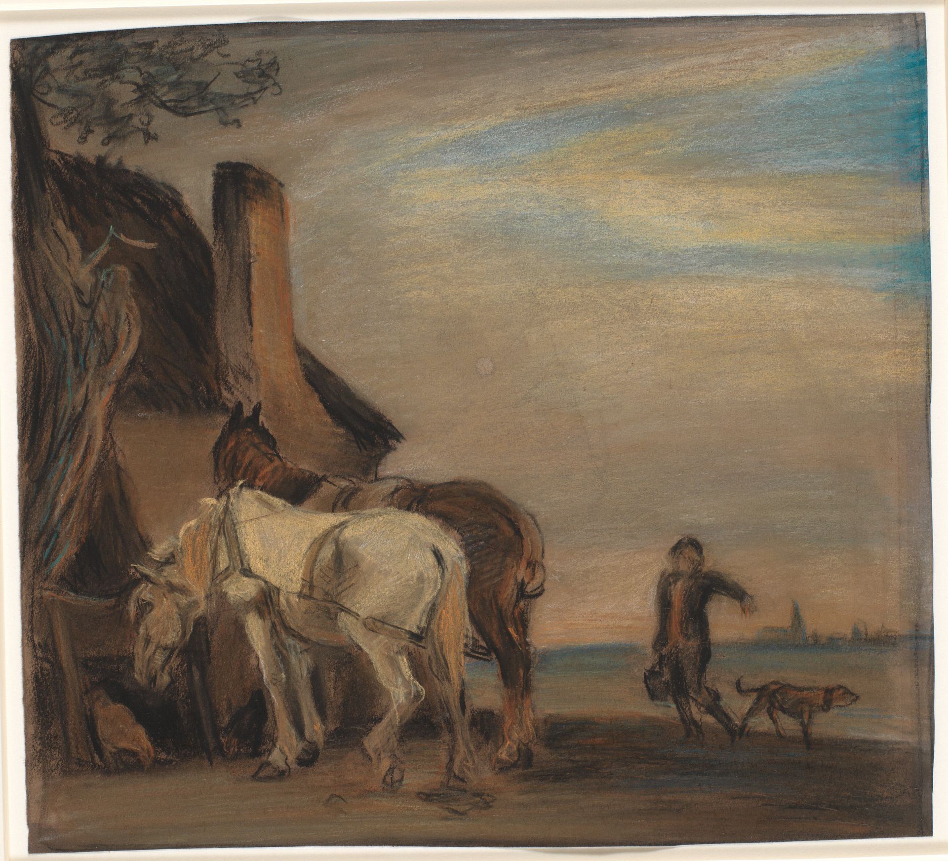 Karl, der bringer vand til to heste (kopi efter Paulus Potters maleri på Louvre) by Theodor Philipsen