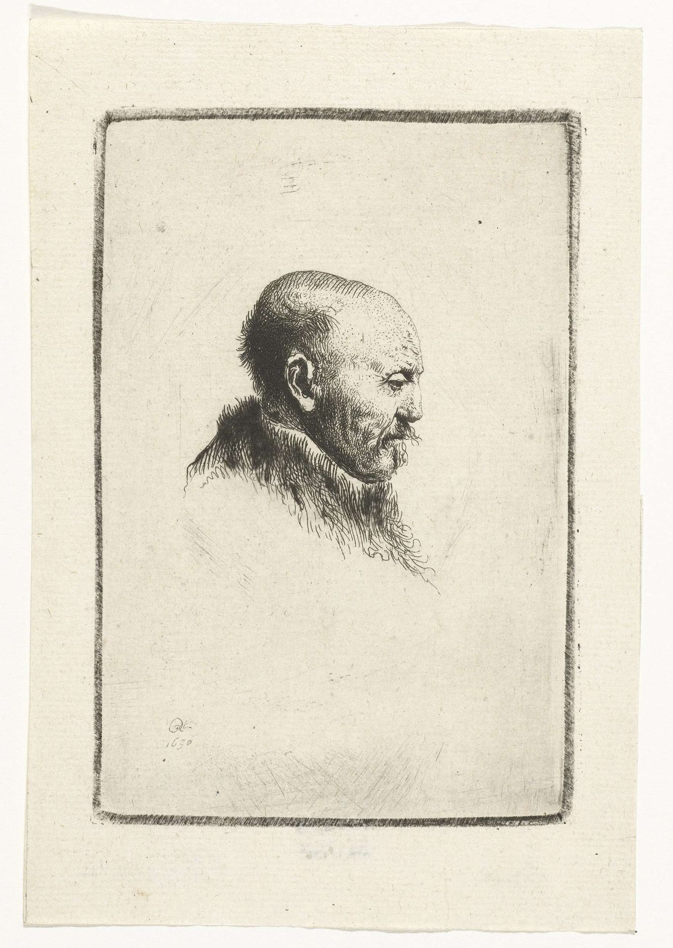 Bald headed man in profile right: the artist's father (?) by Ignace-Joseph de Claussin