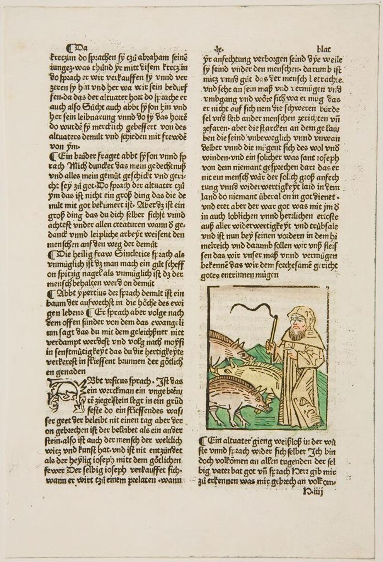 Monk driving away pigs by Anonymous