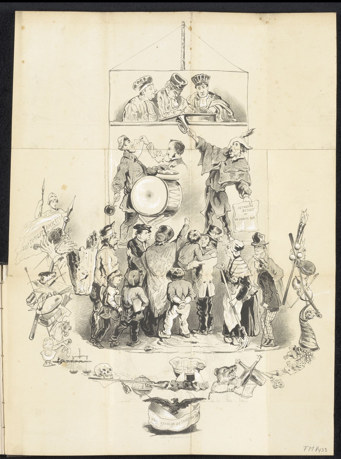 Spotprent in Amsterdamse studentenalmanak, 1854 by Anonymous