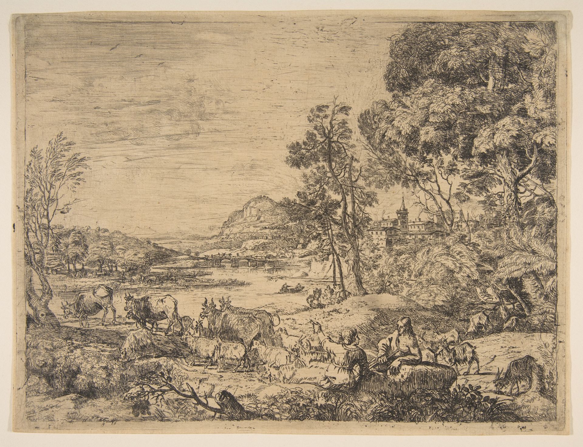 Shepherd and Shepherdess Conversing in a Landscape by Claude Lorrain