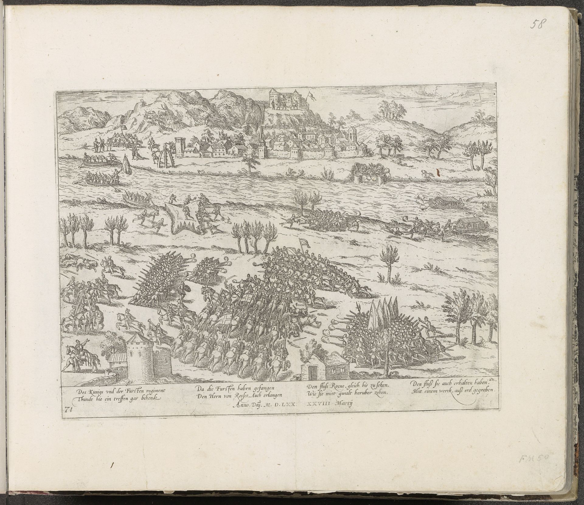 Slag bij de Rhône, 1570 by Frans Hogenberg