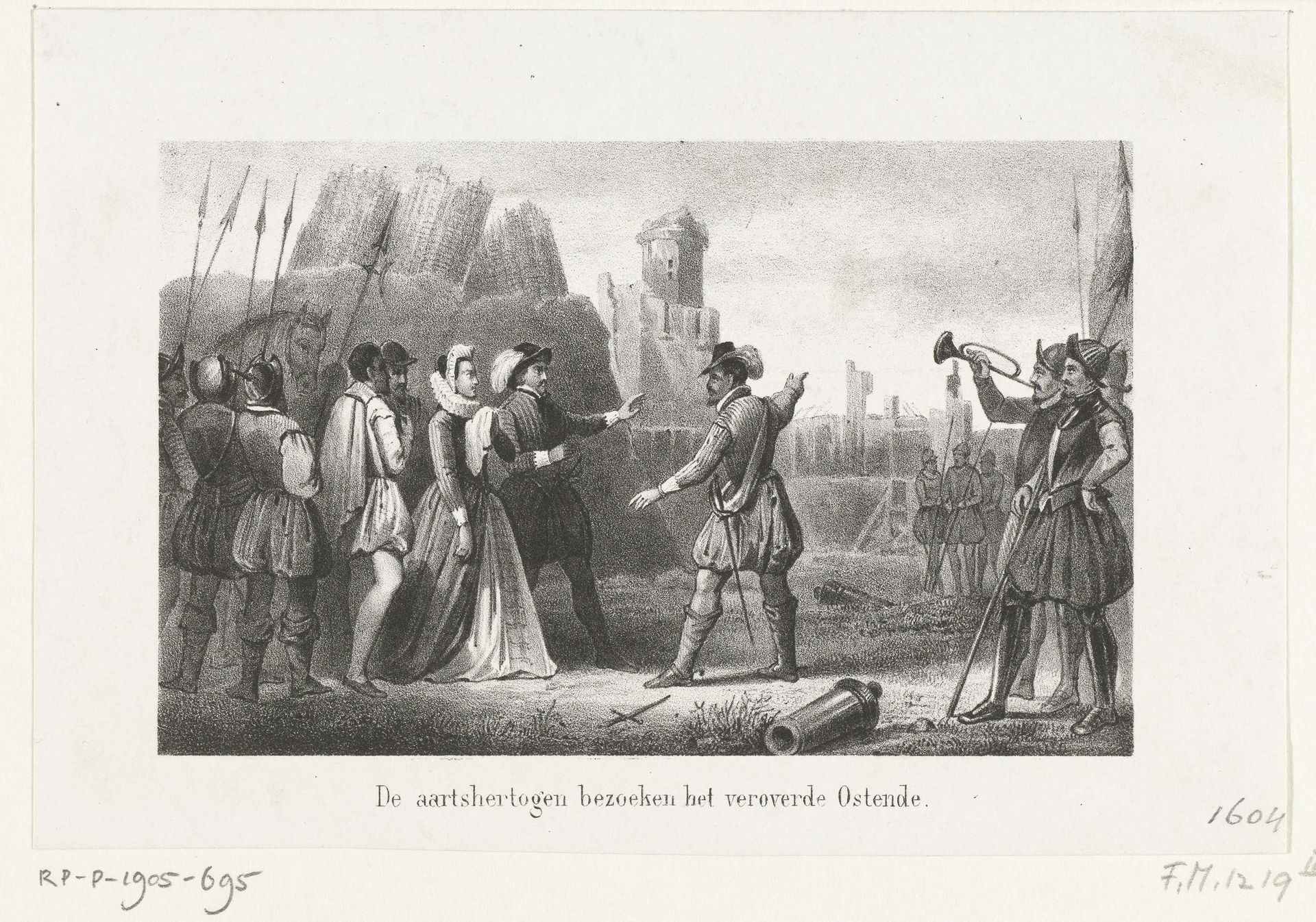 De aartshertogen bezoeken het veroverde Oostende, 1604 by Anonymous
