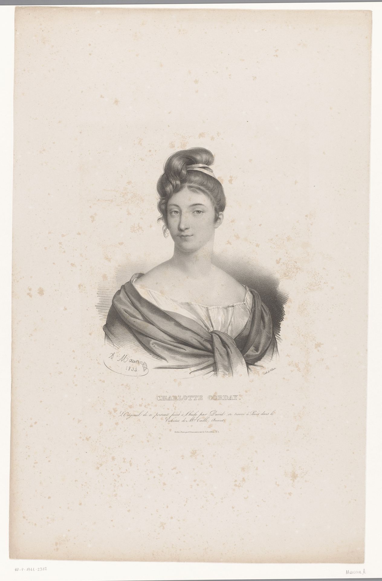 Portret van Charlotte Corday by Antoine Maurin