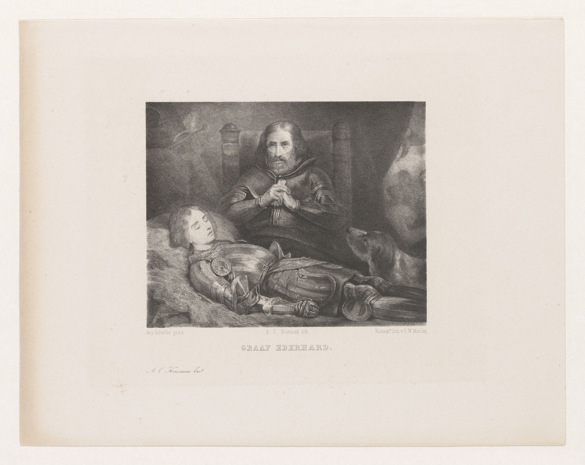 Graaf Eberhard bij het lijk van zoon Ulrich by Adolf Carel Nunnink