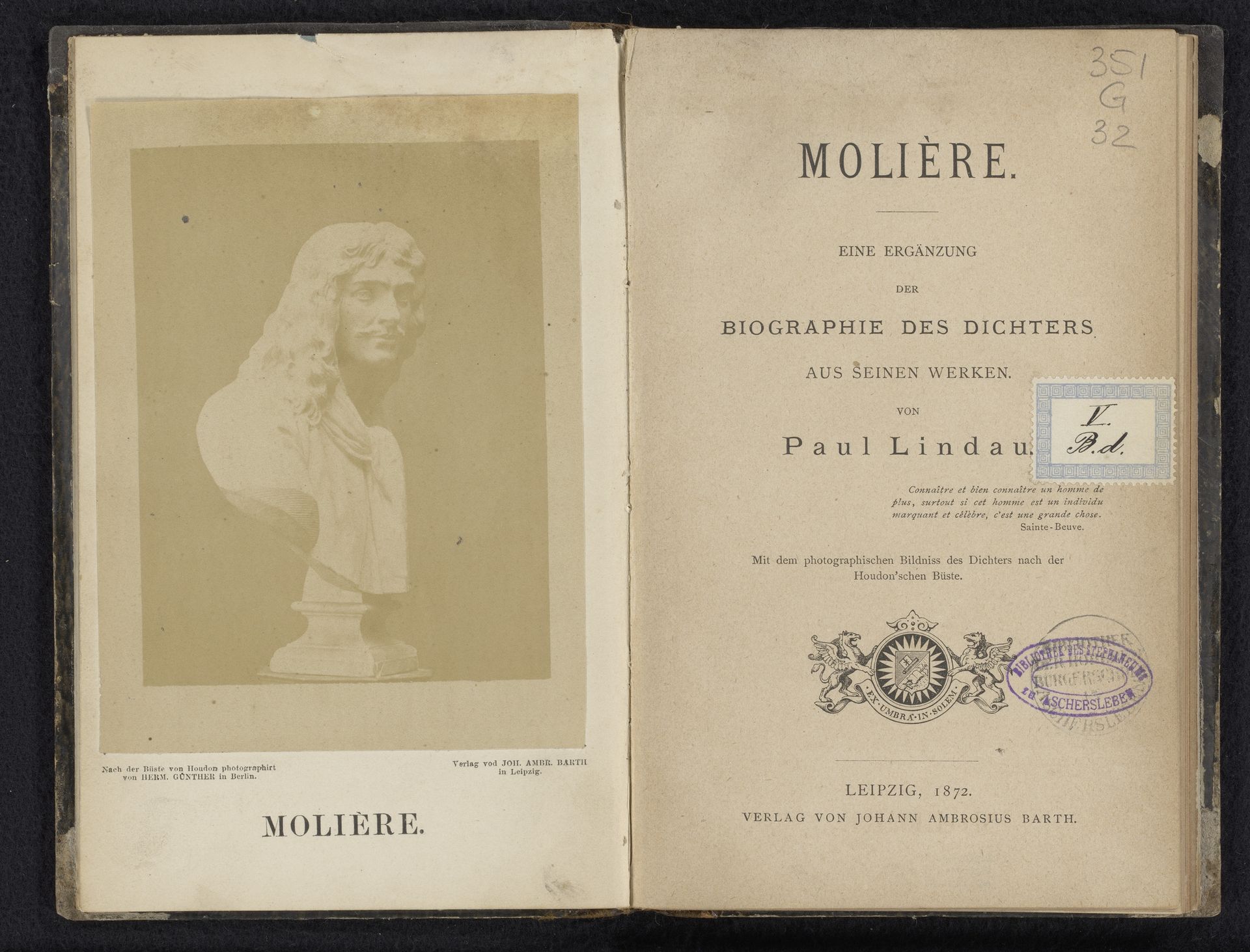 Molière : eine Ergänzung der Biographie des Dichters aus seinen Werken by Paul Lindau