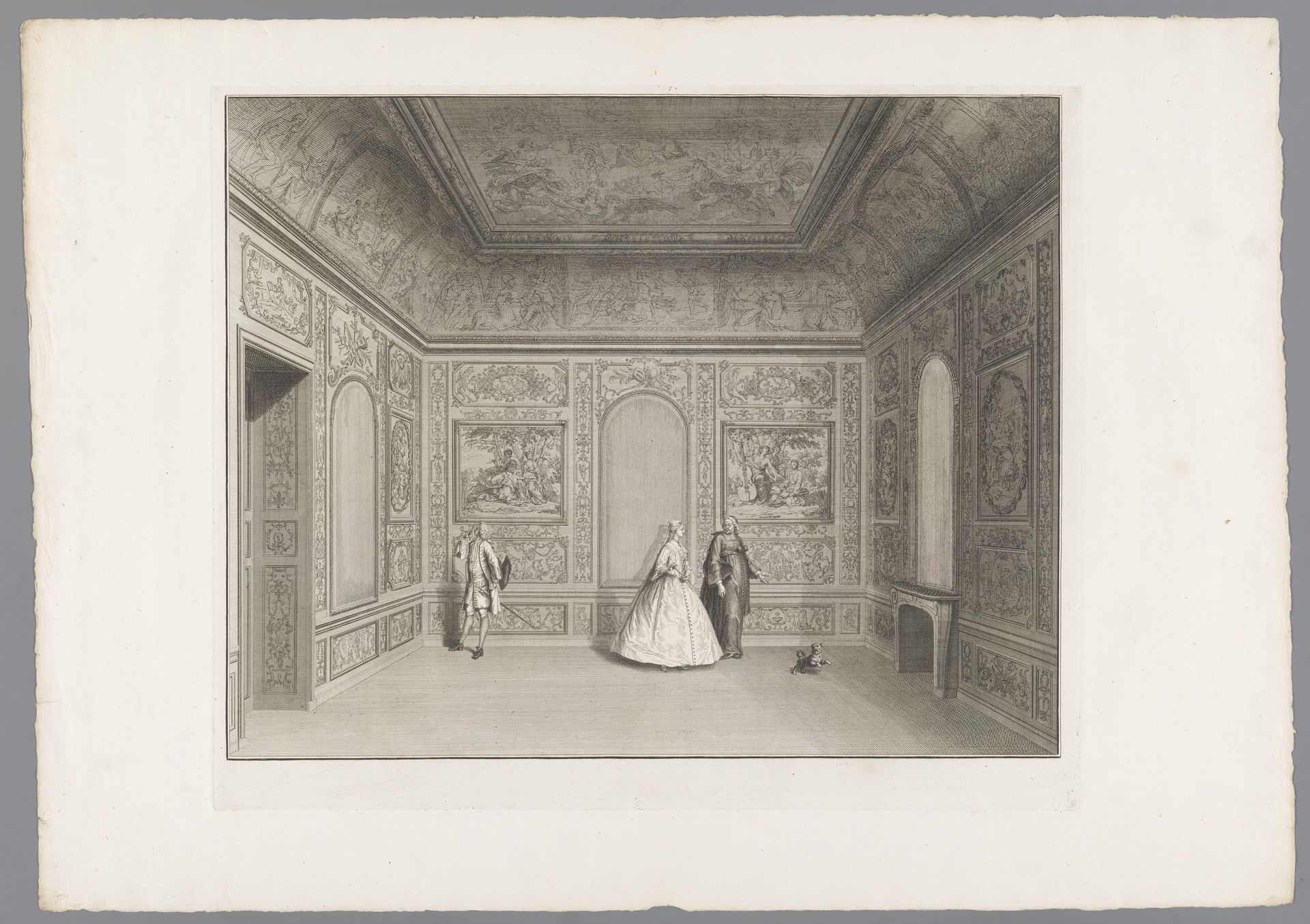 Interieur van het Cabinet de Muses in het Hôtel Lambert by Bernard Picart