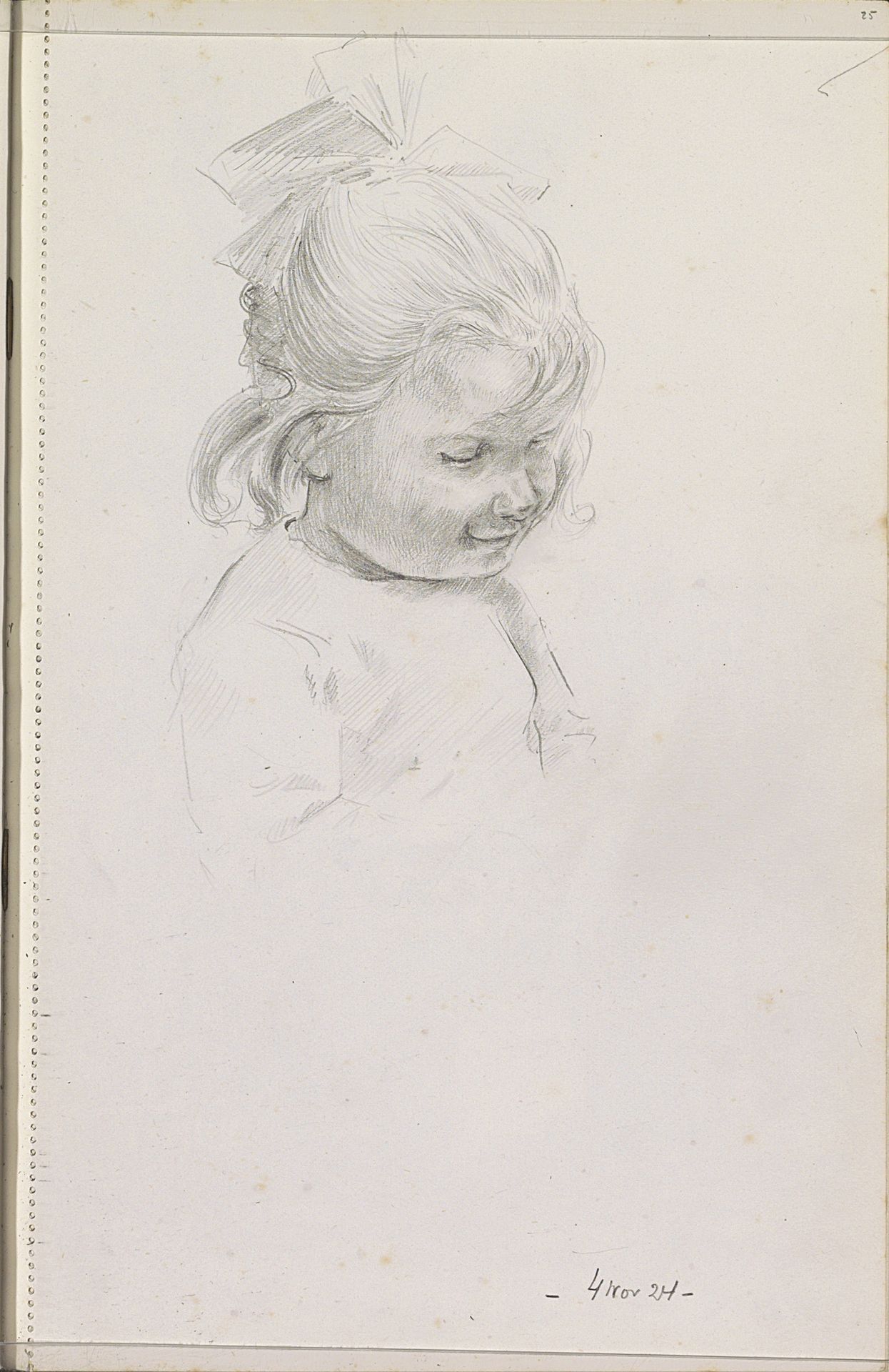 Portret van een meisje met een strik in het haar by Otto Verhagen