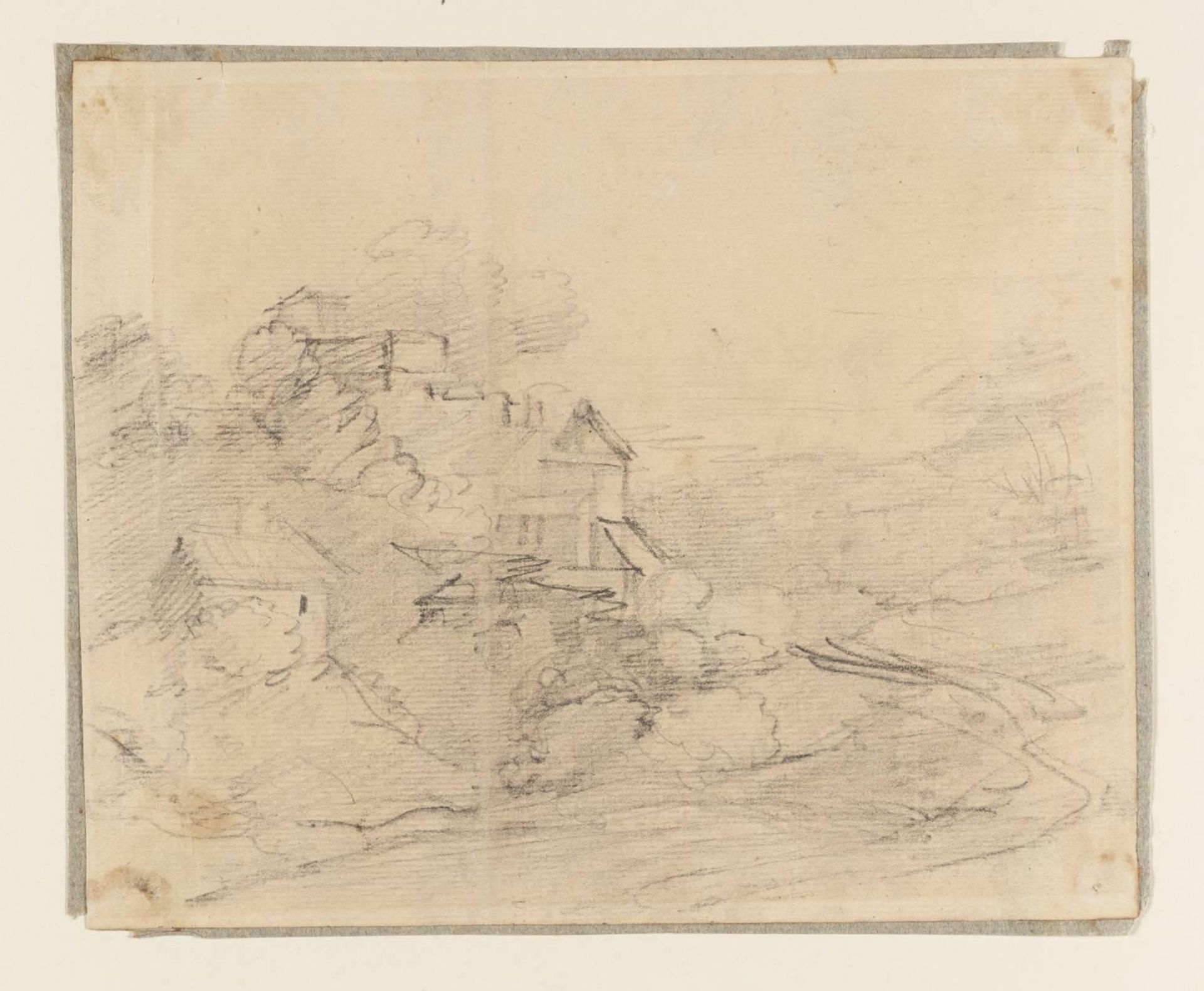 A Road with Buildings on the Left by Thomas Gainsborough