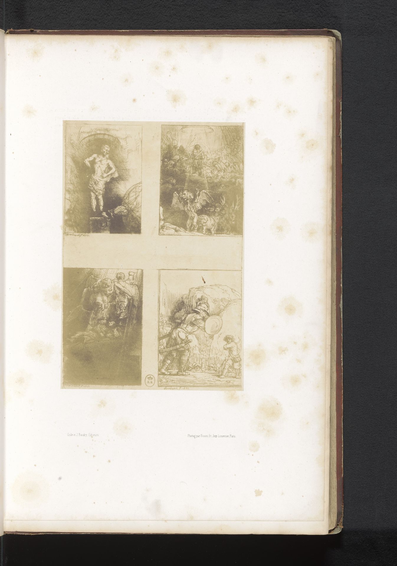 Fotoreproducties van vier etsen voor een Spaans boek door Rembrandt van Rijn by Bisson Frères