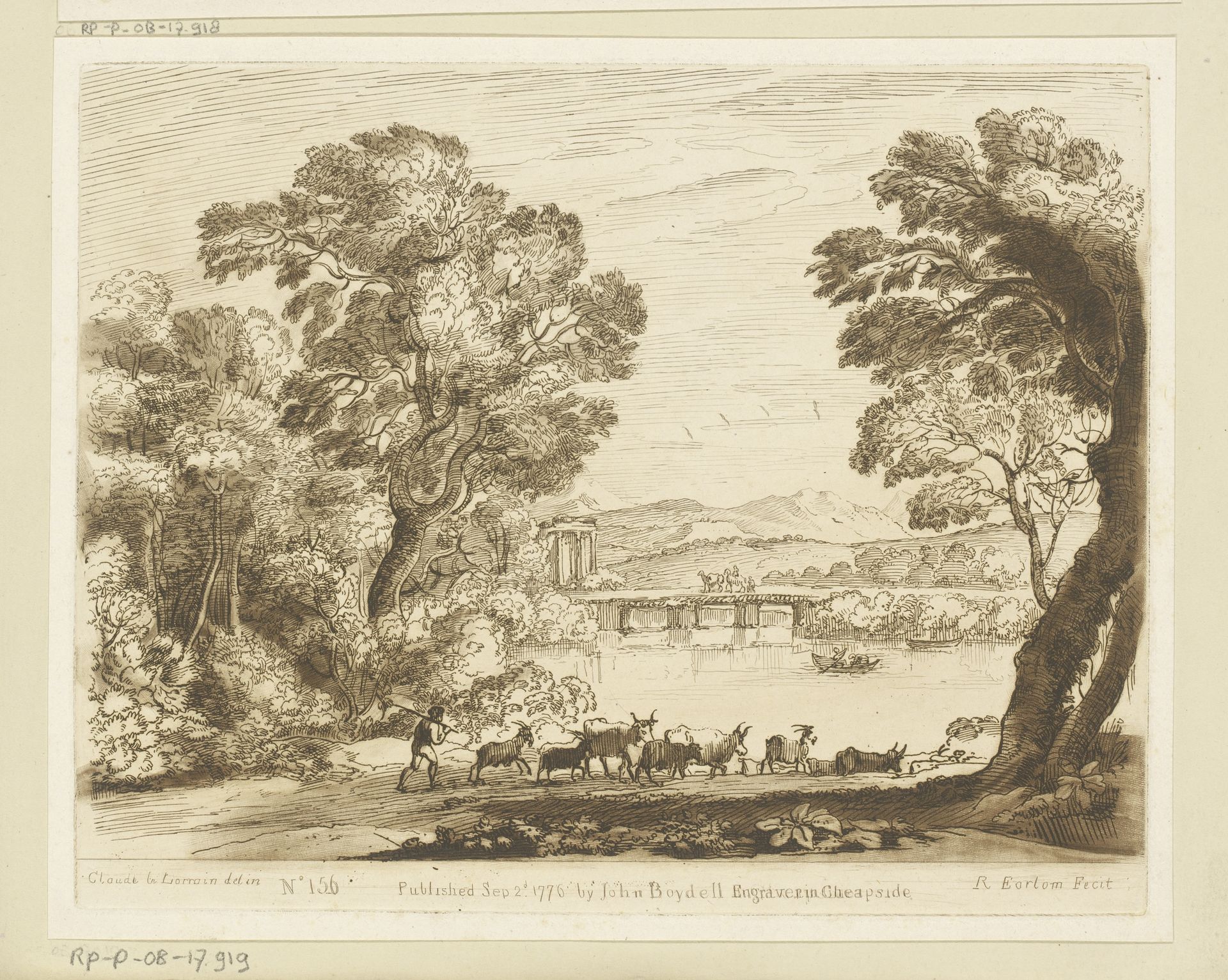Landschap met veedrijver bij een meer by Richard Earlom