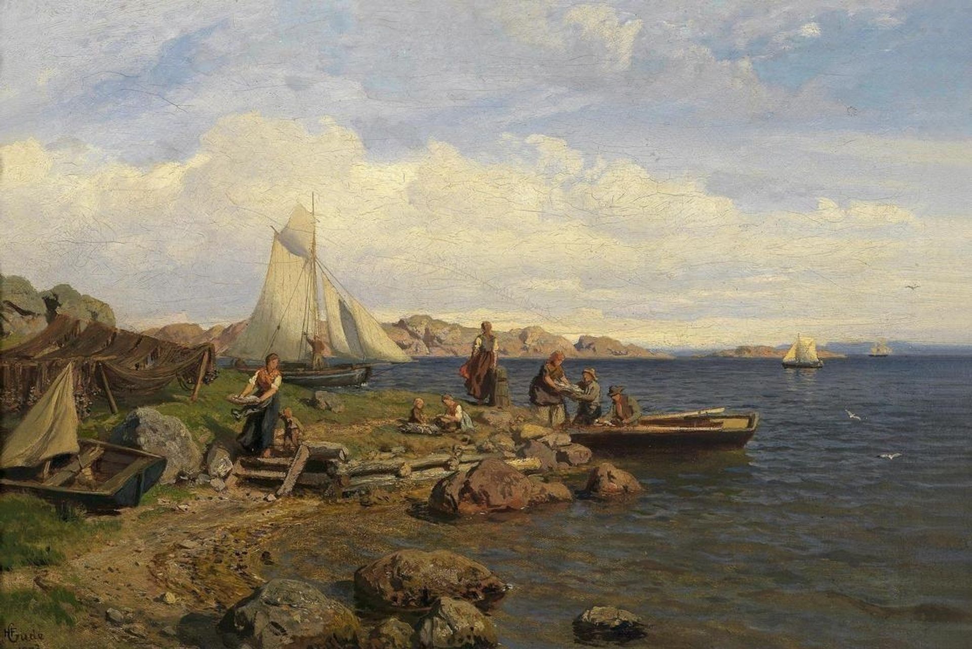 The Fishermen Arrive Onshore by Hans Gude