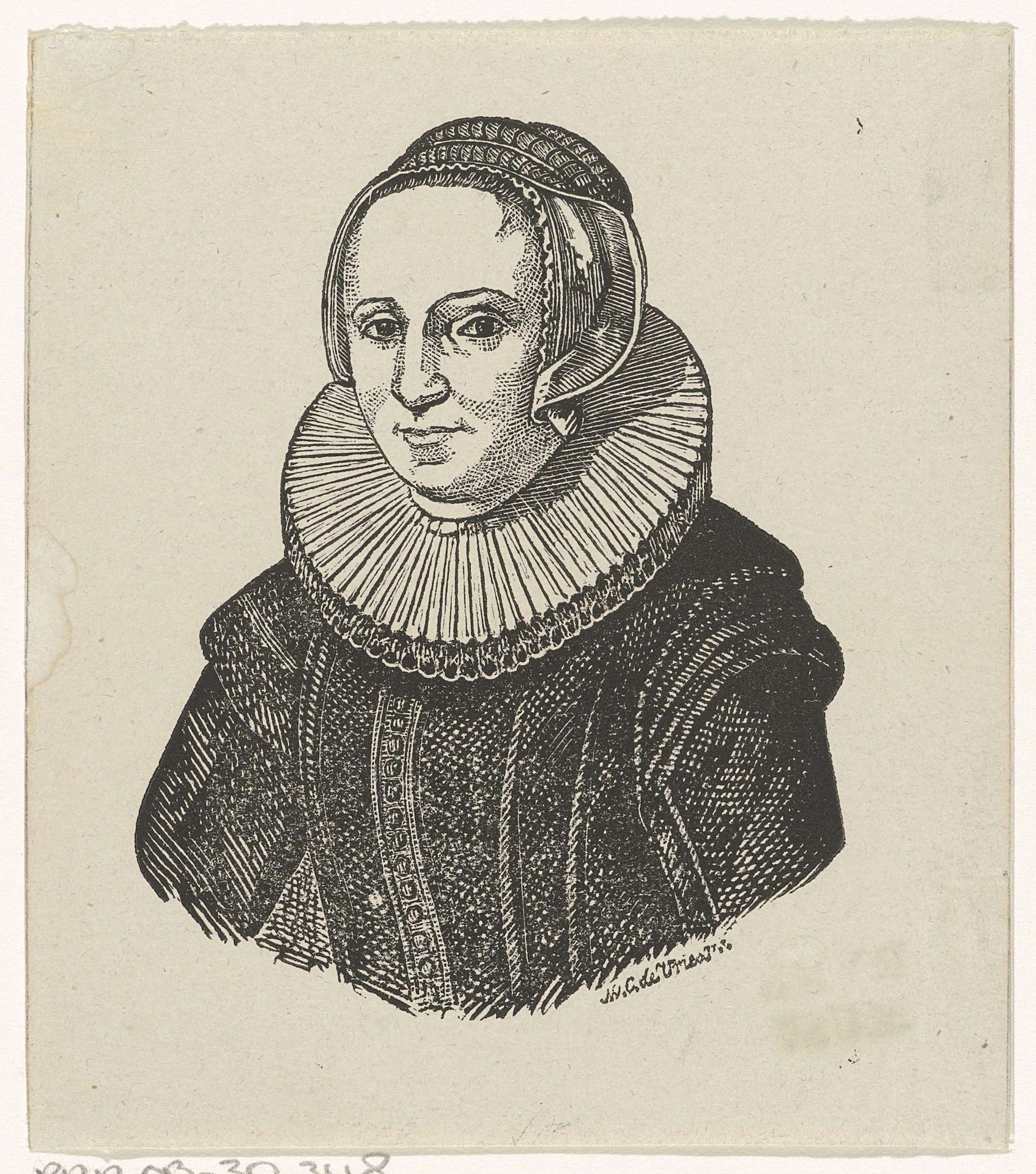 Vrouw met een plooikraag by Moses de Vries