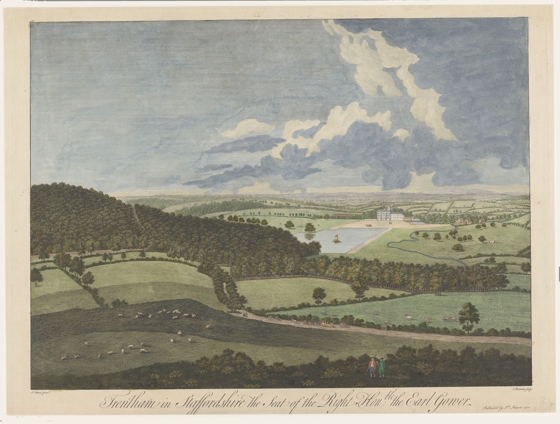 Gezicht op Trentham in Staffordshire by Jacob Bonneau