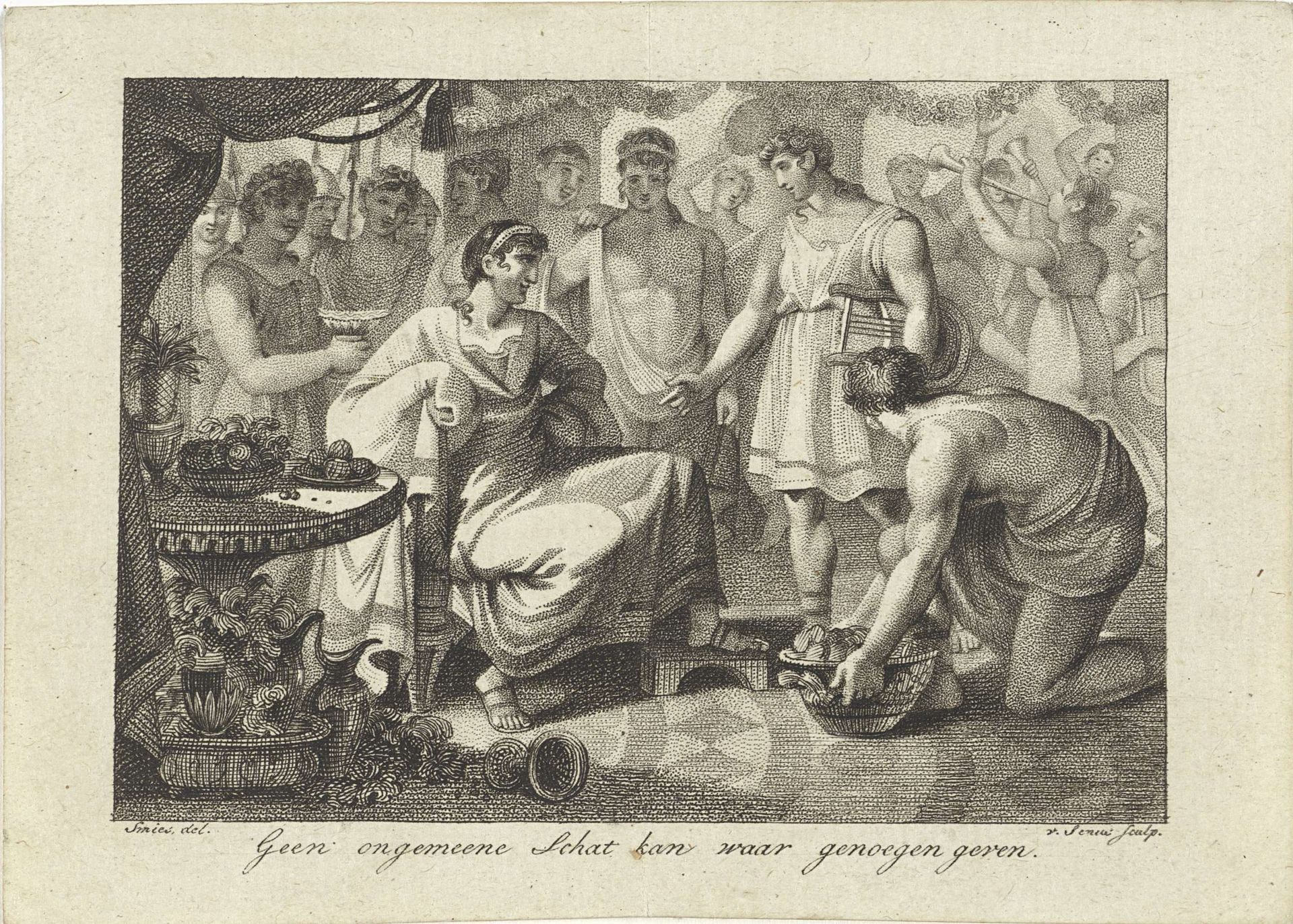 Feestend gezelschap voor een vorst by Willem van Senus