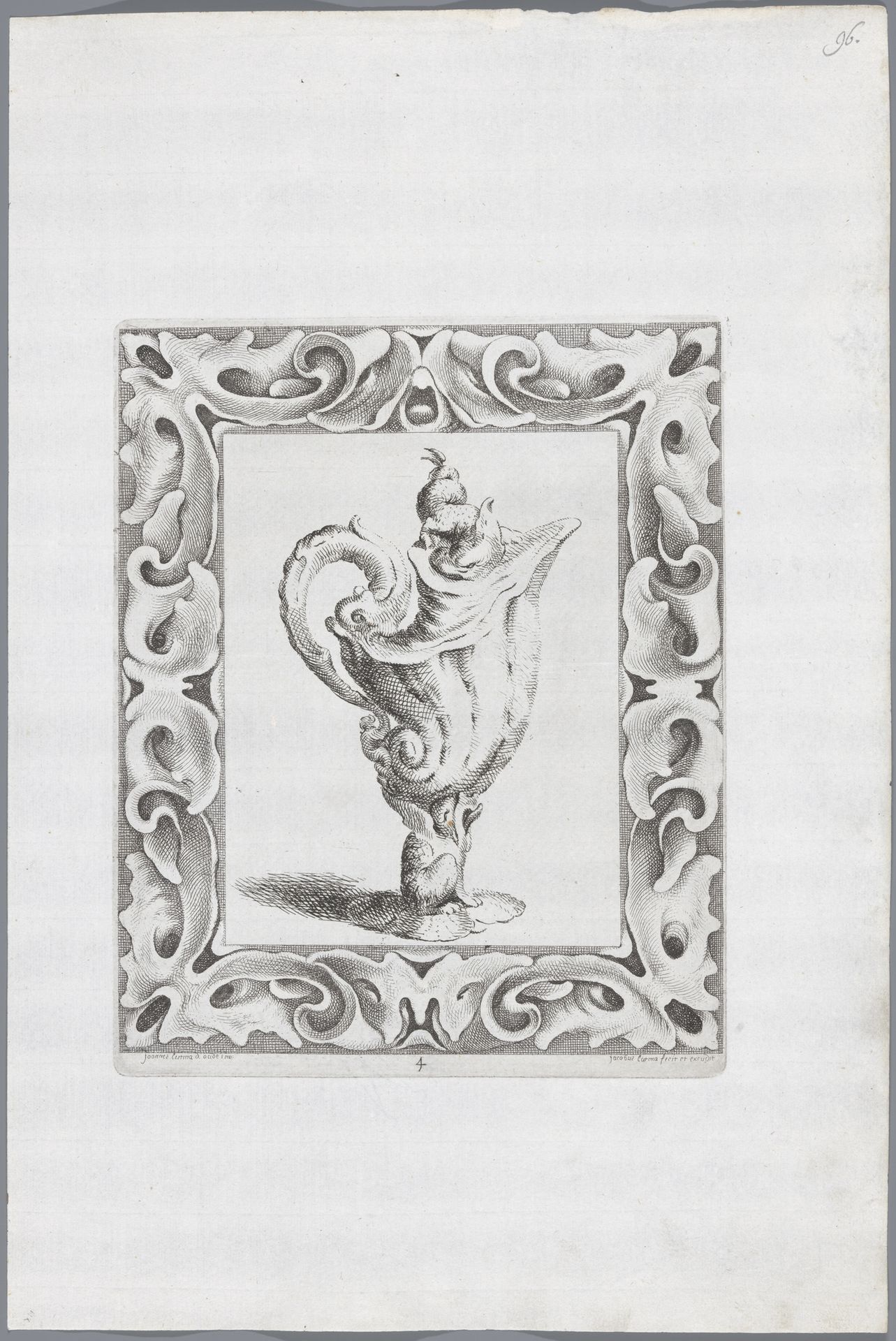 Schenkkan in een rand met decoratie in kwabstijl by Jacob Lutma