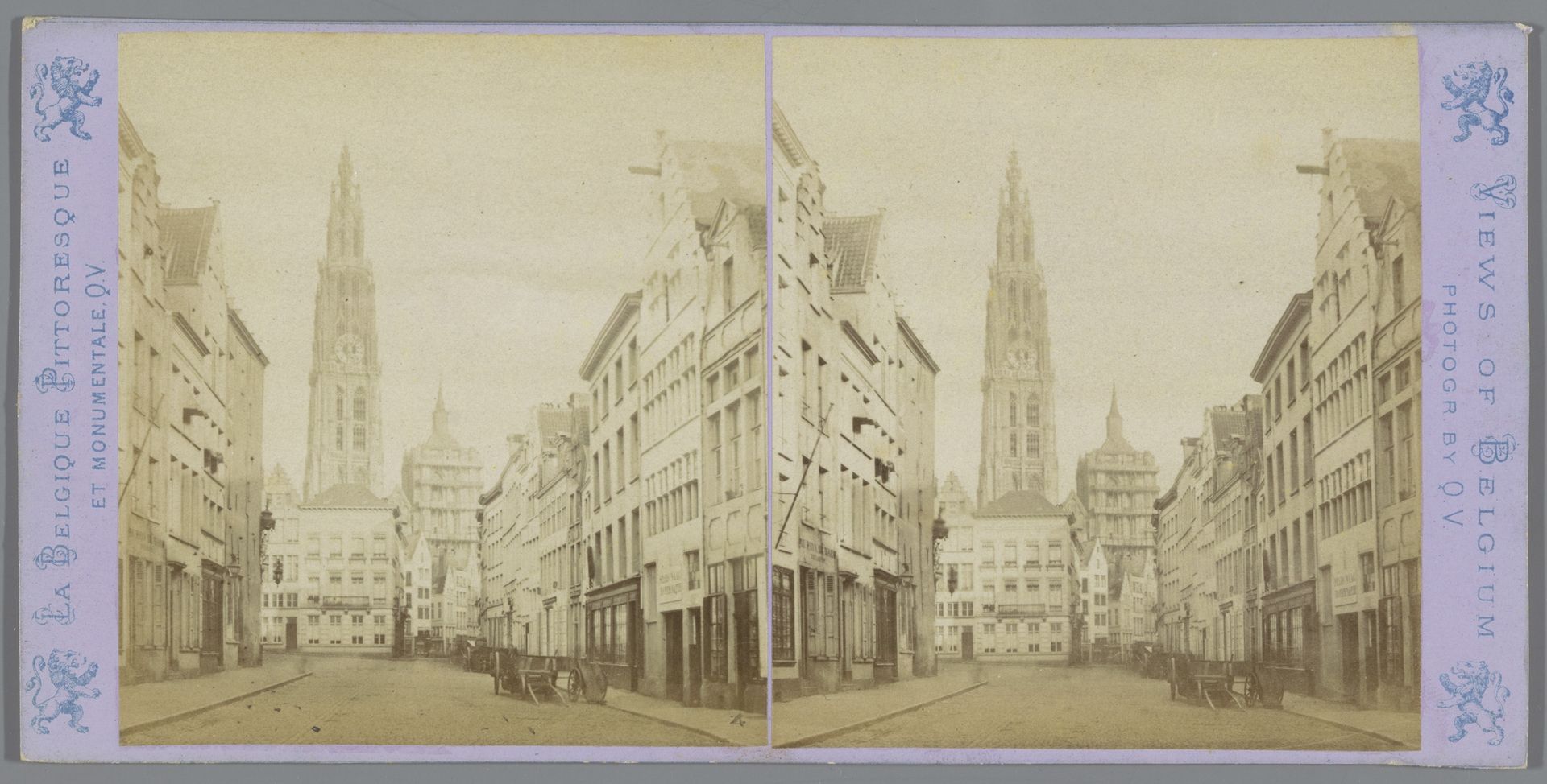 Gezicht op de toren van de Onze-Lieve-Vrouwekathedraal in Antwerpen by Jules Hippolyte Quéval