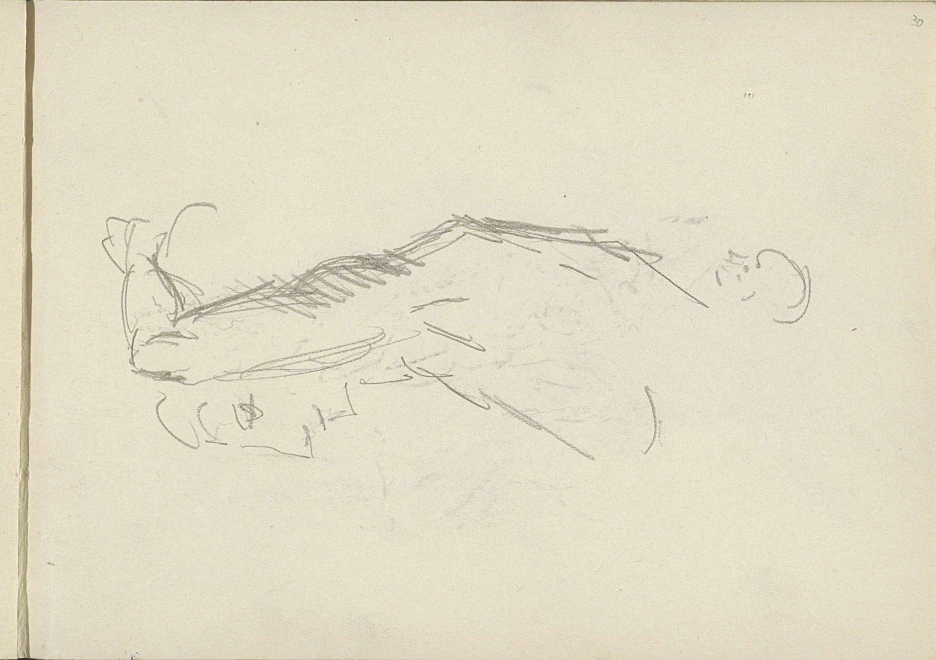 Vrouwelijk naakt met haar armen boven haar hoofd, in profiel by Isaac Israels