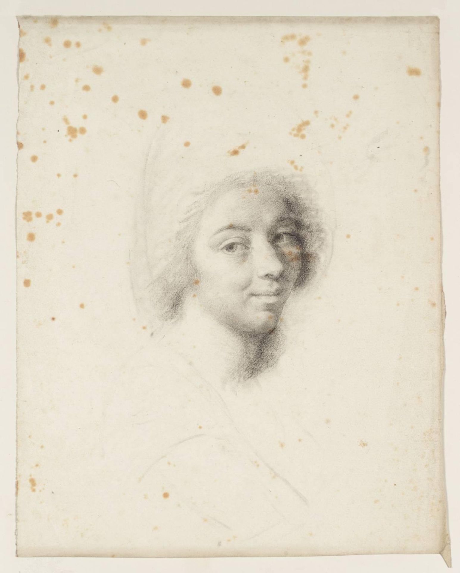 Head of a Woman, Facing Half Right by British School 18th century