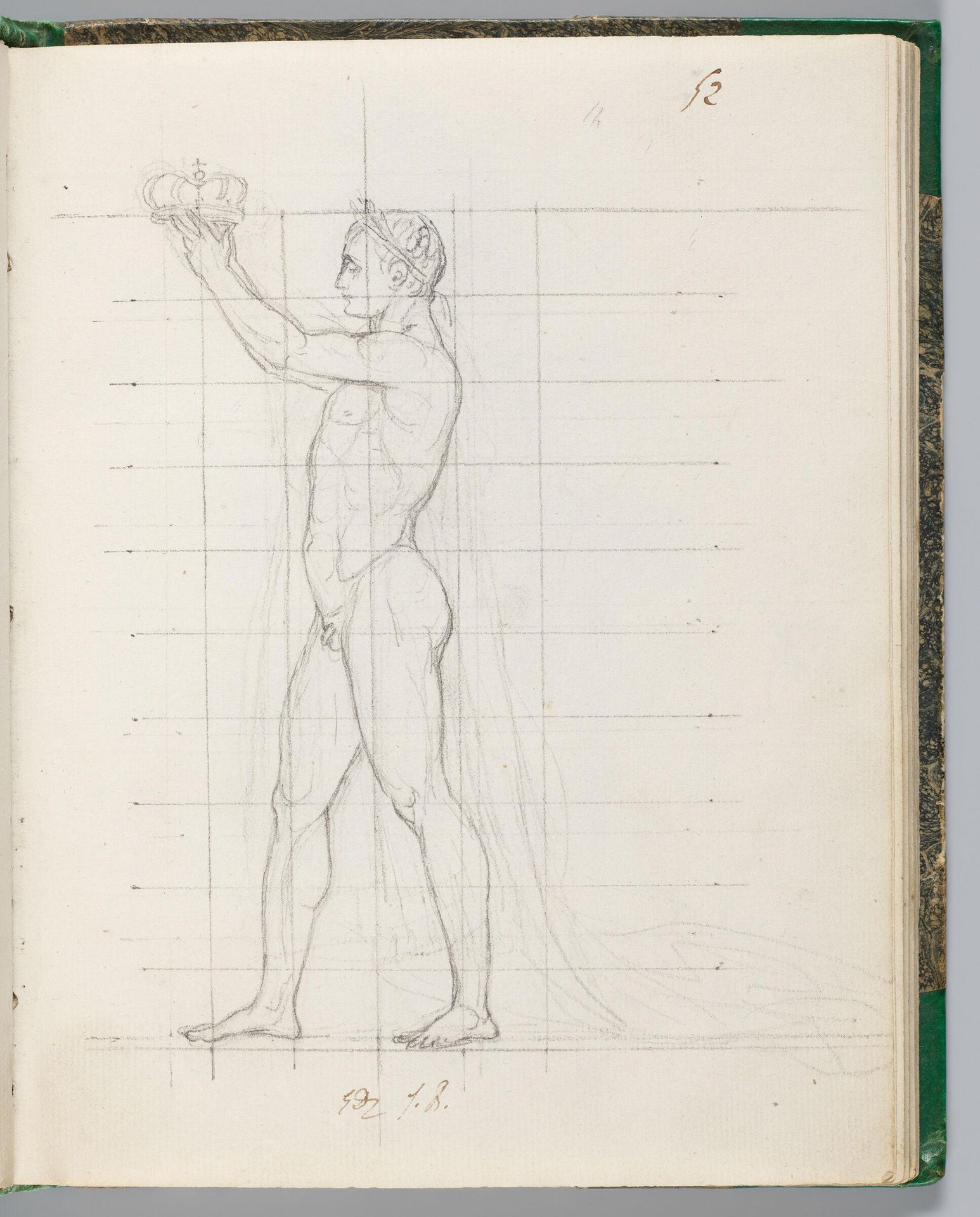 Napoleon Raising the Crown with Both Hands; verso: Inscription by Jacques-Louis David